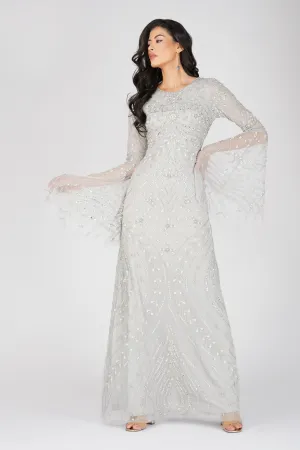 Aleena Embellished Maxi Dress in Silver