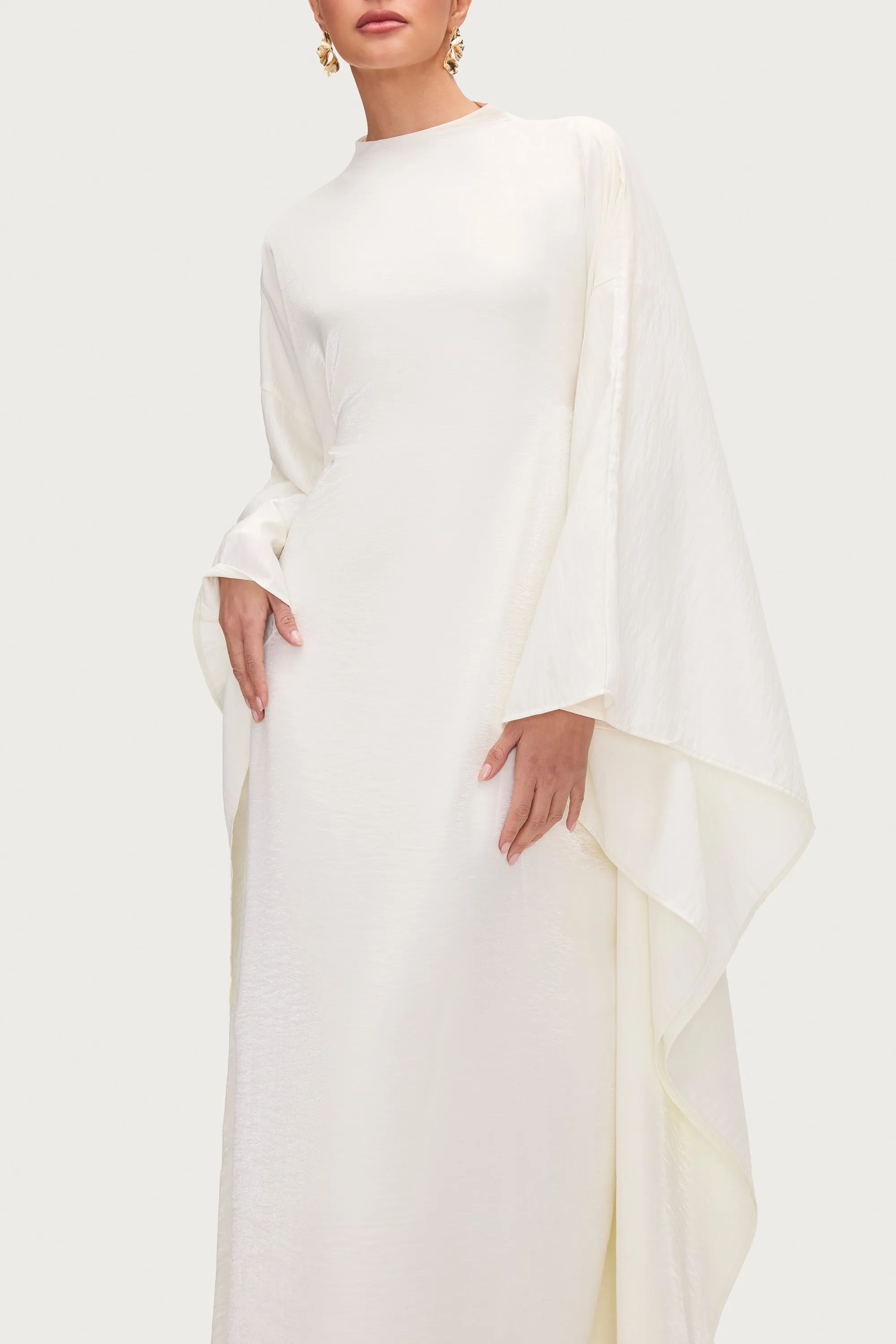 Alia Butterfly Inner Tie Abaya Dress - Moonbeam