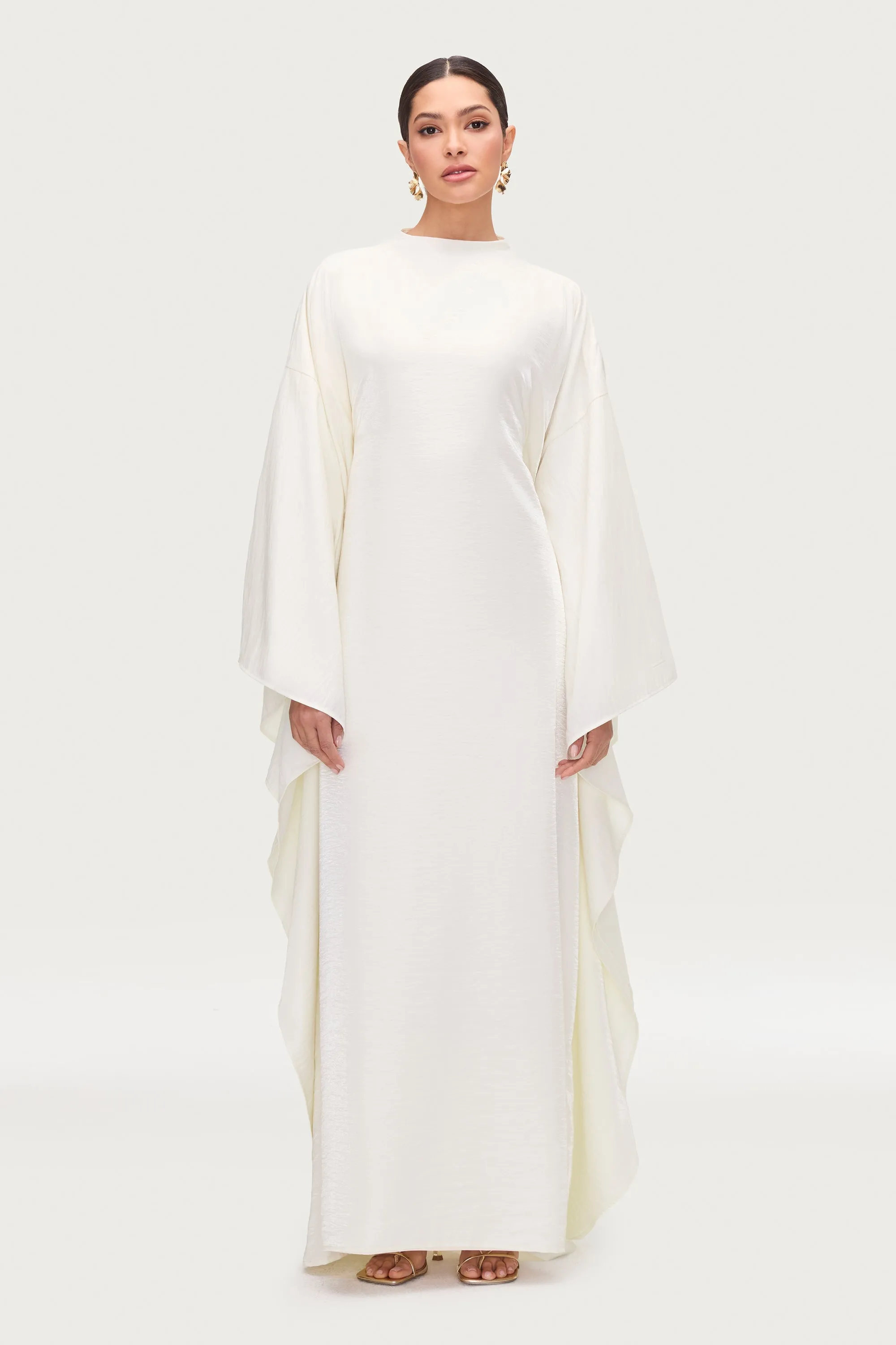 Alia Butterfly Inner Tie Abaya Dress - Moonbeam