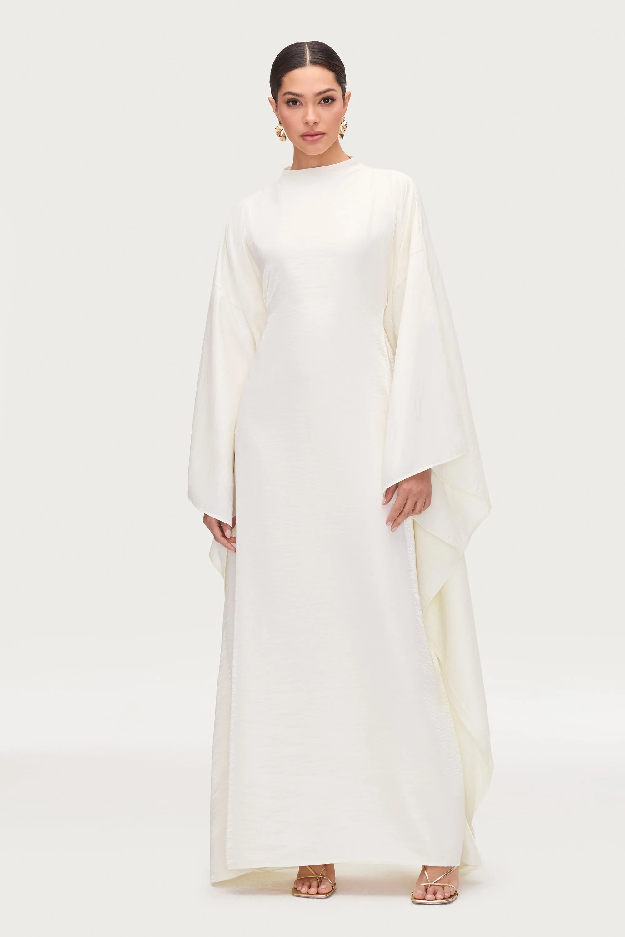 Alia Butterfly Inner Tie Abaya Dress - Moonbeam