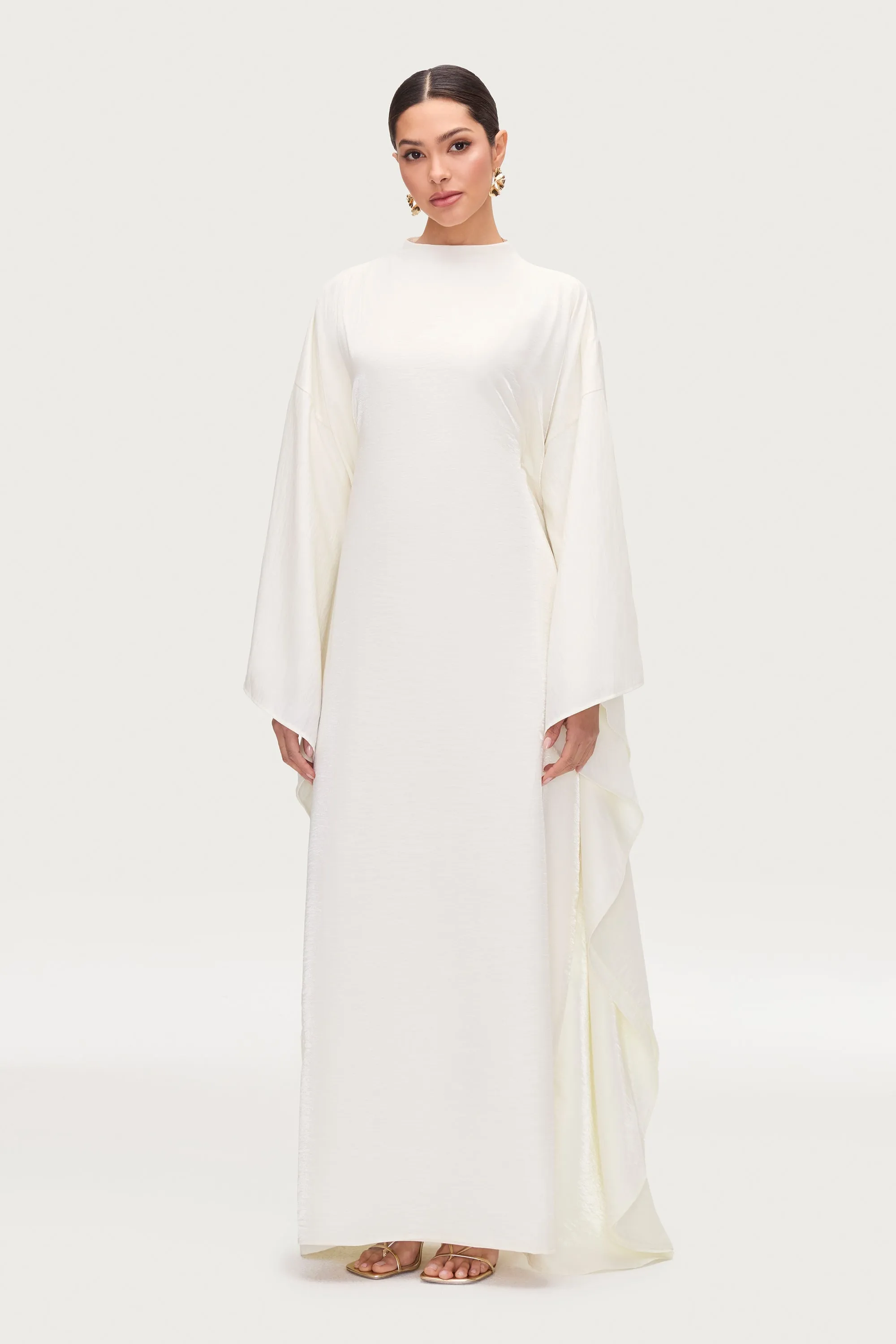 Alia Butterfly Inner Tie Abaya Dress - Moonbeam
