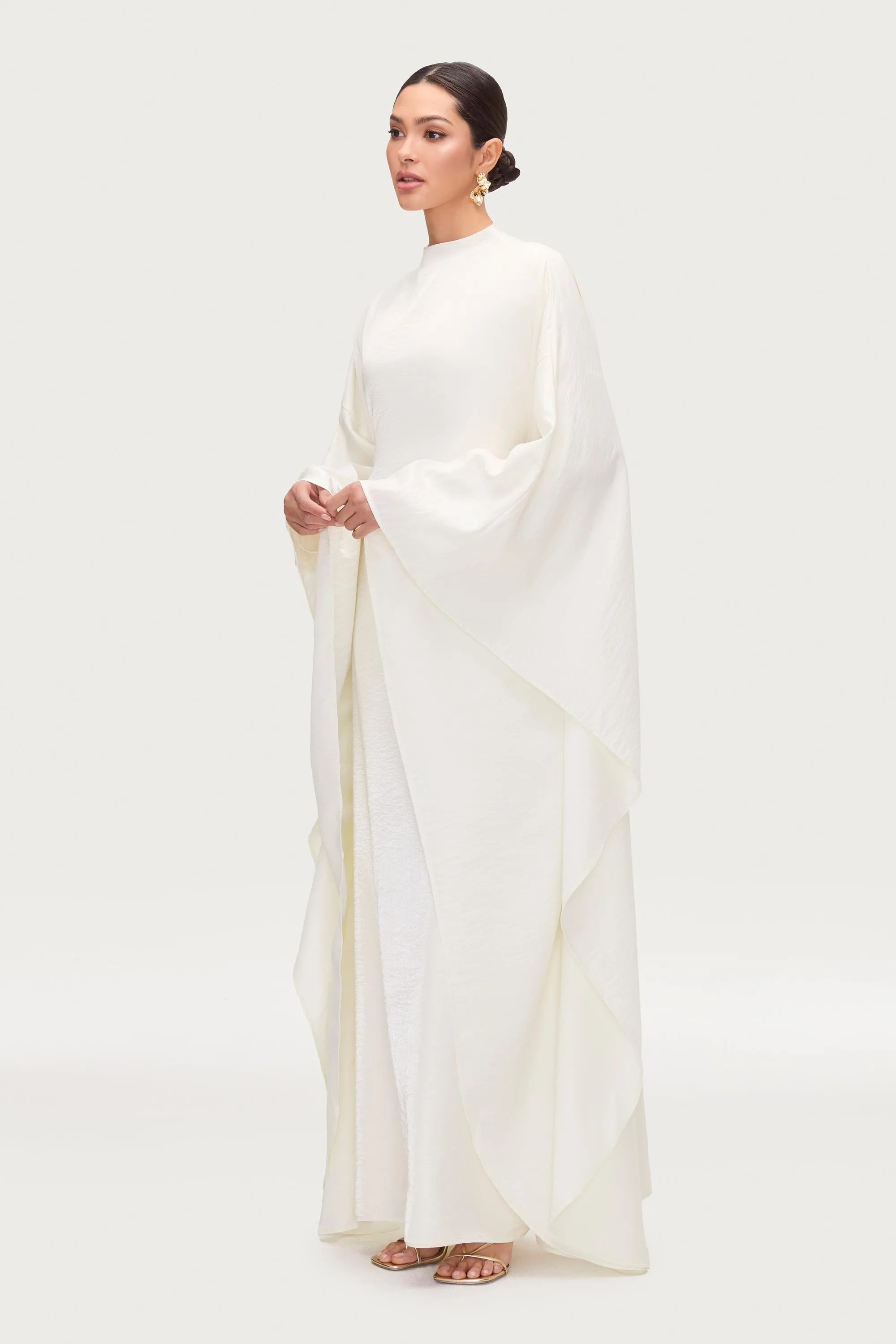 Alia Butterfly Inner Tie Abaya Dress - Moonbeam