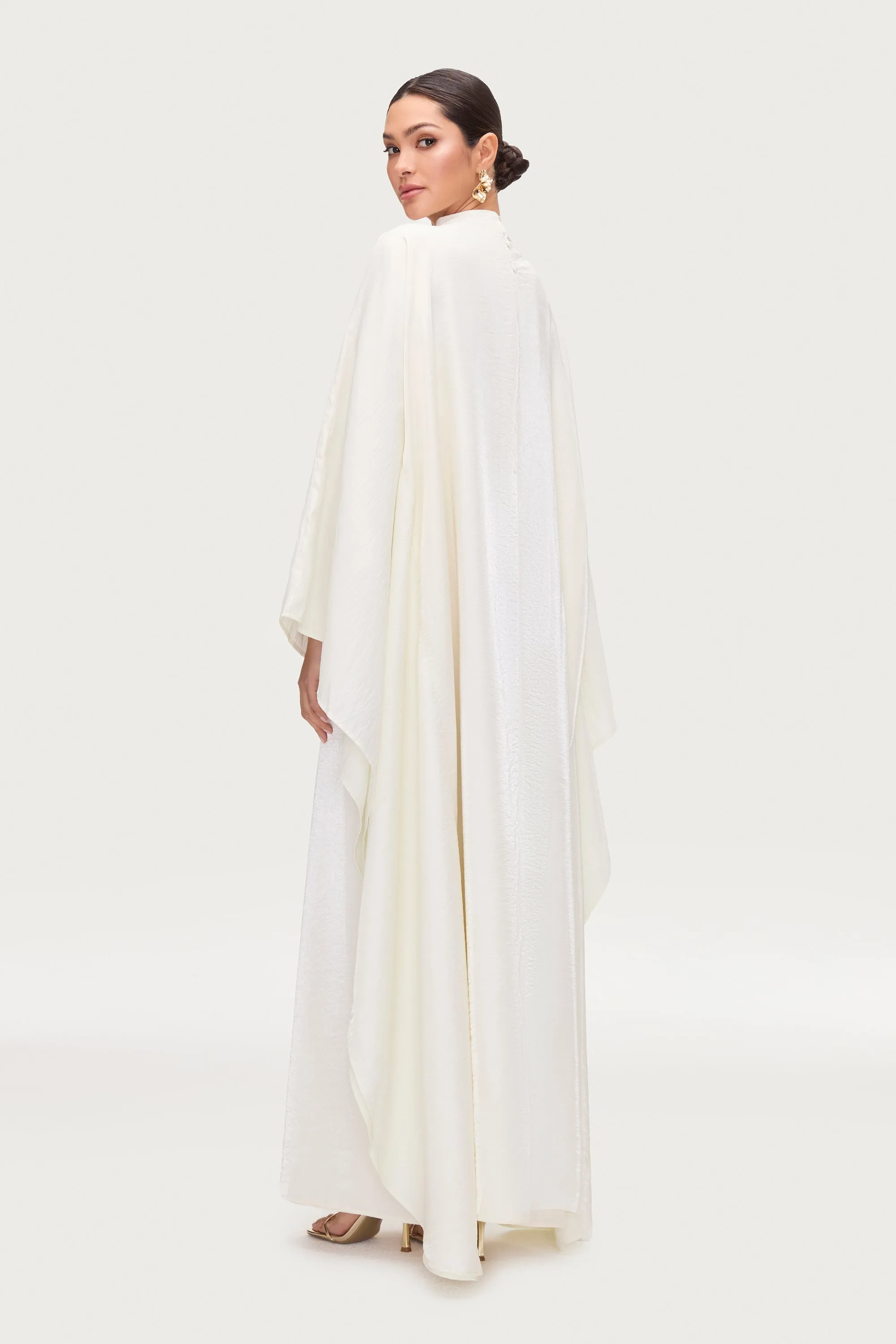 Alia Butterfly Inner Tie Abaya Dress - Moonbeam