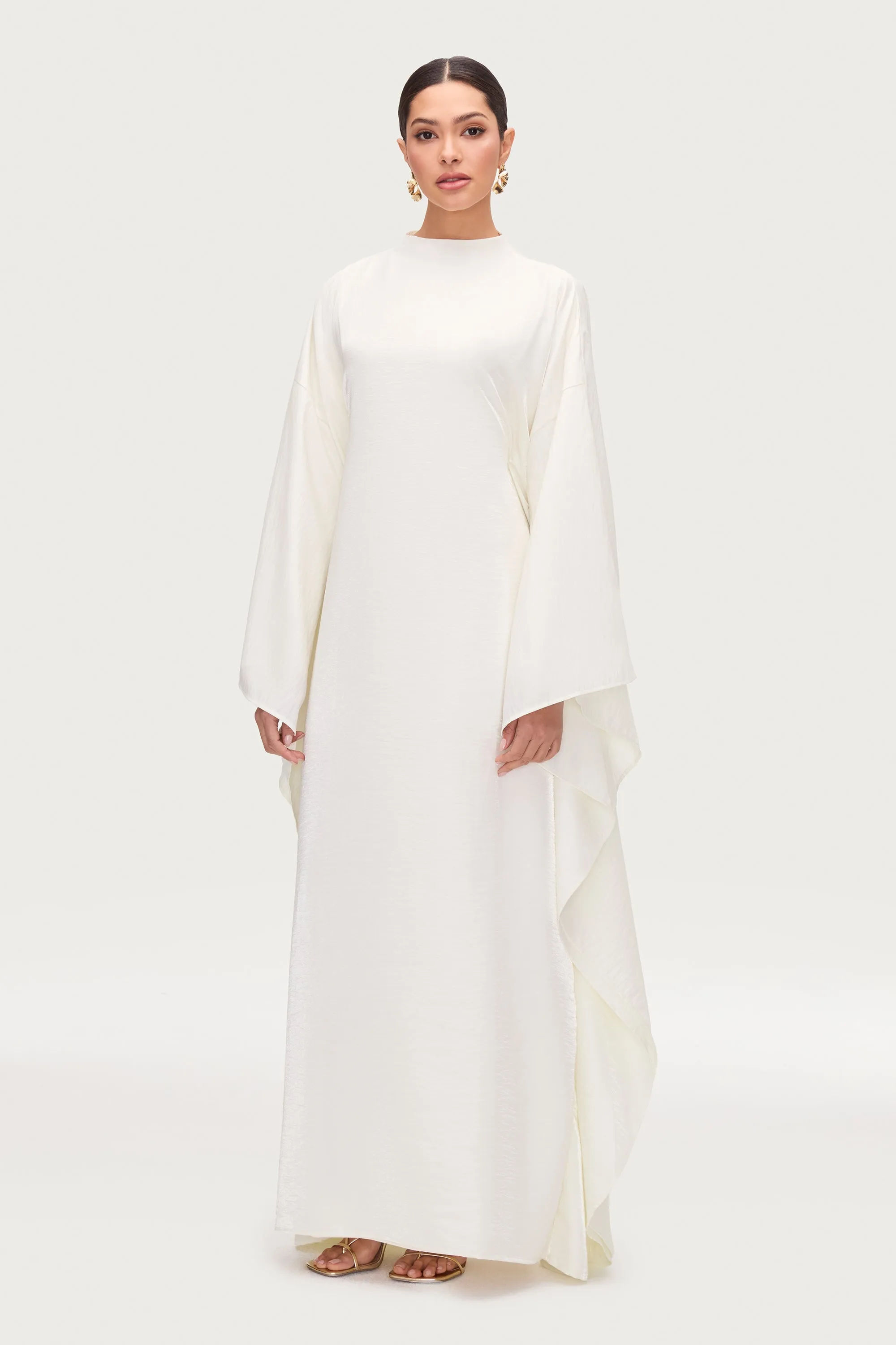 Alia Butterfly Inner Tie Abaya Dress - Moonbeam