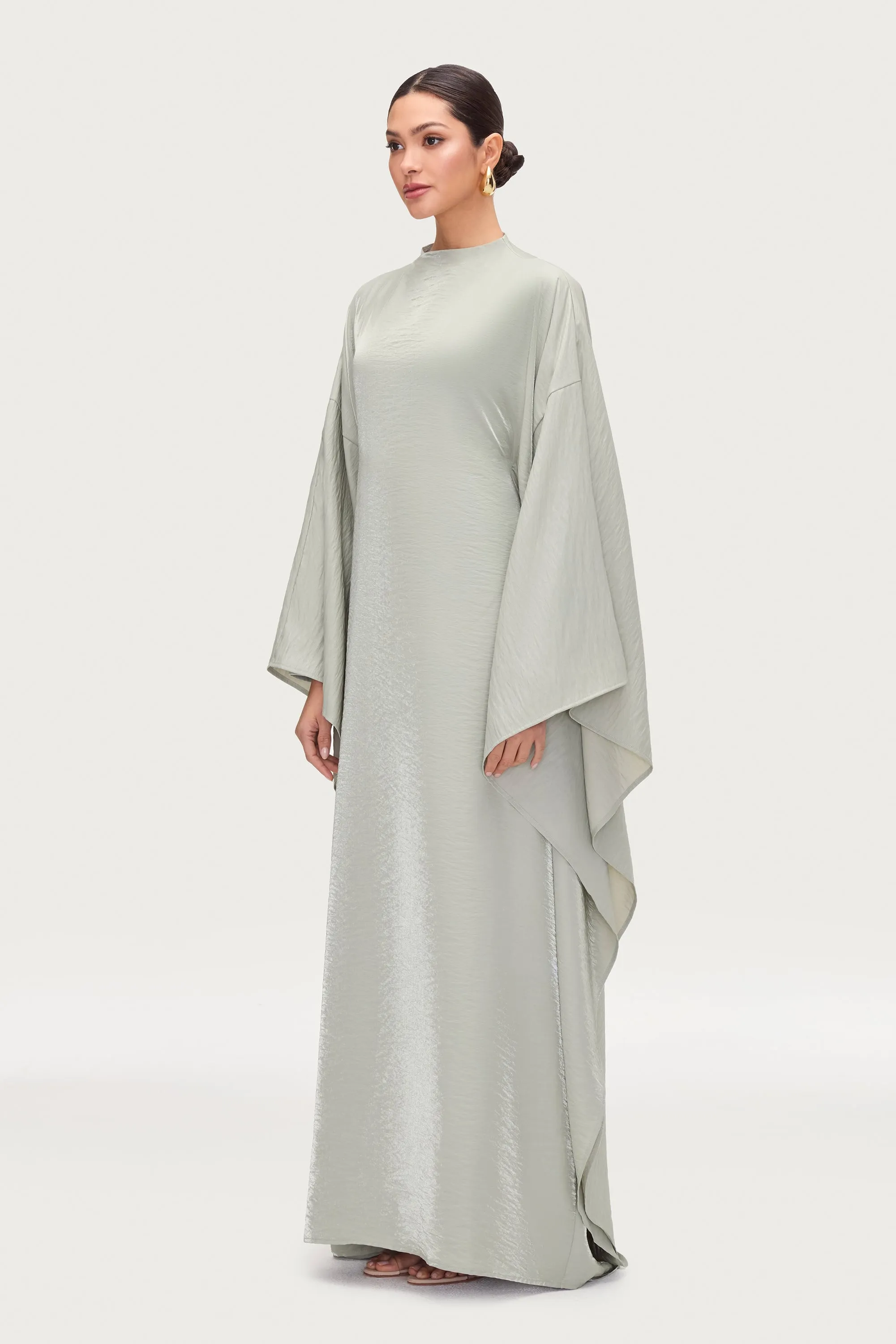 Alia Butterfly Inner Tie Abaya Dress - Pistachio