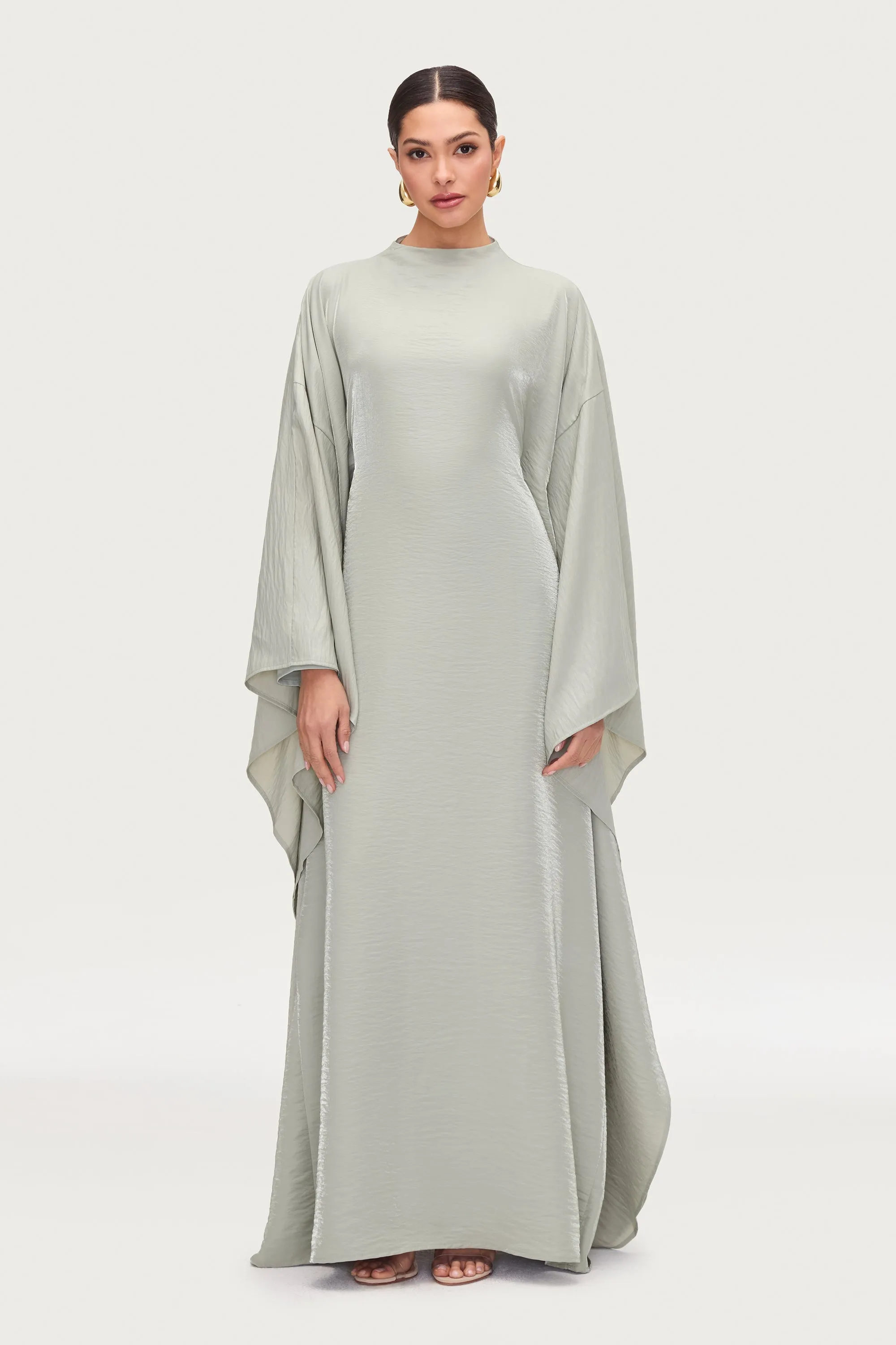 Alia Butterfly Inner Tie Abaya Dress - Pistachio