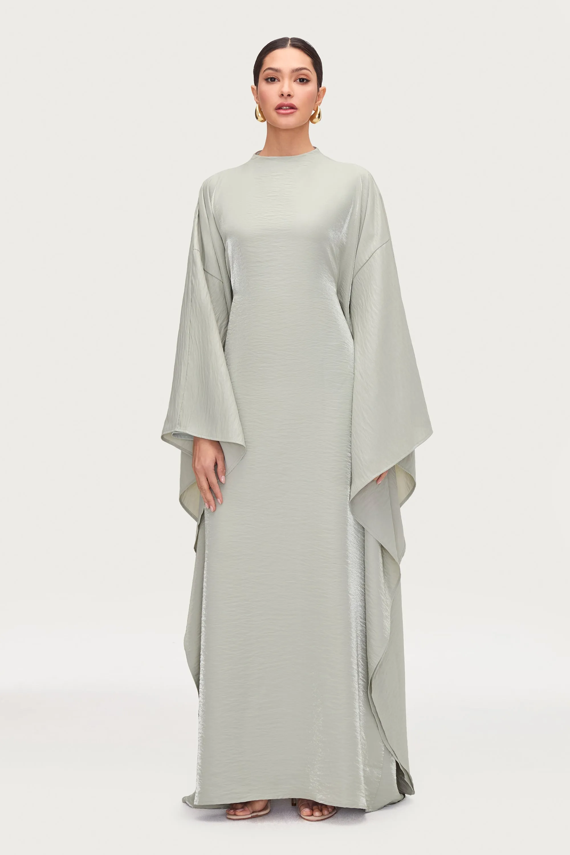 Alia Butterfly Inner Tie Abaya Dress - Pistachio