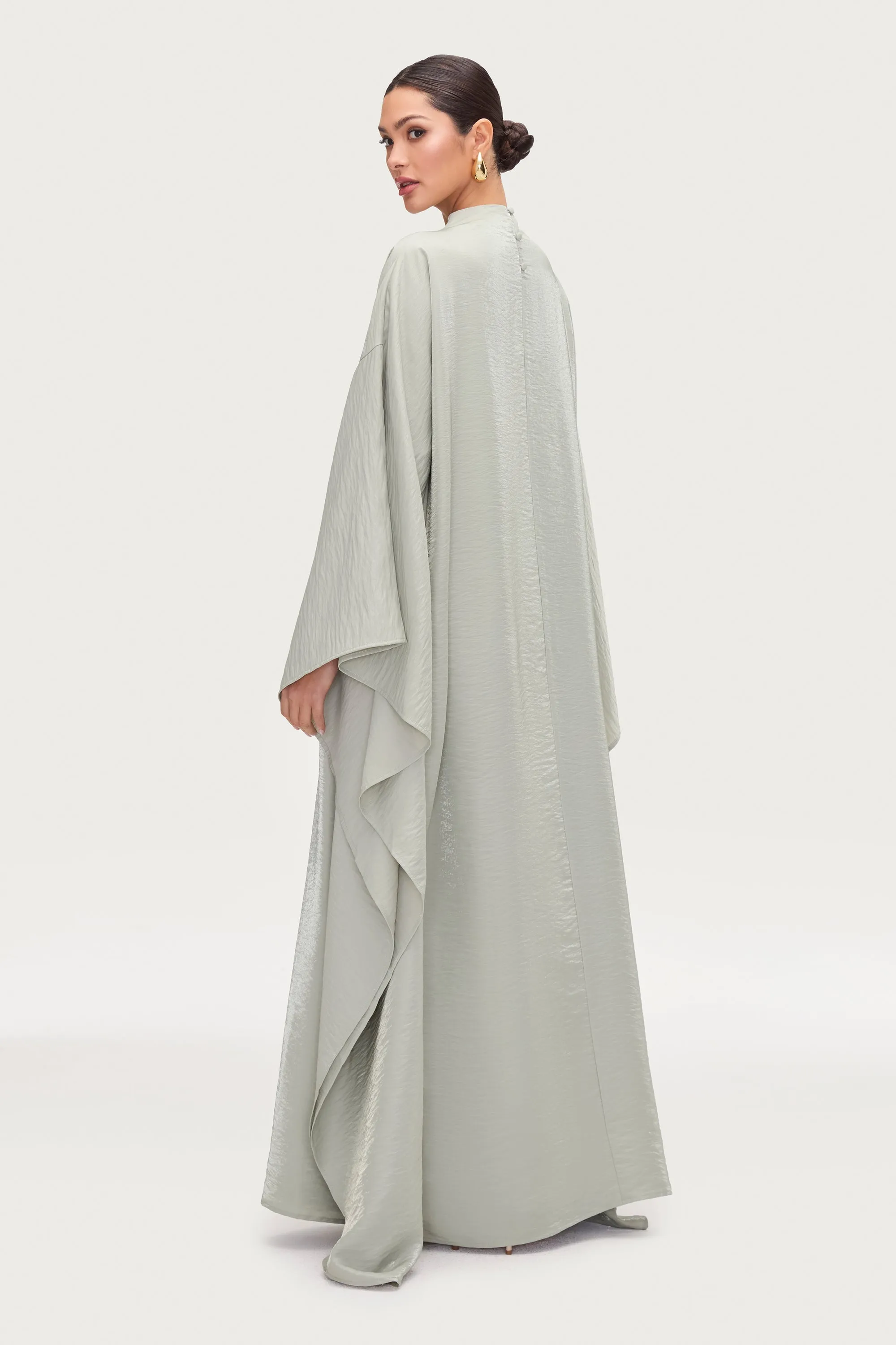 Alia Butterfly Inner Tie Abaya Dress - Pistachio