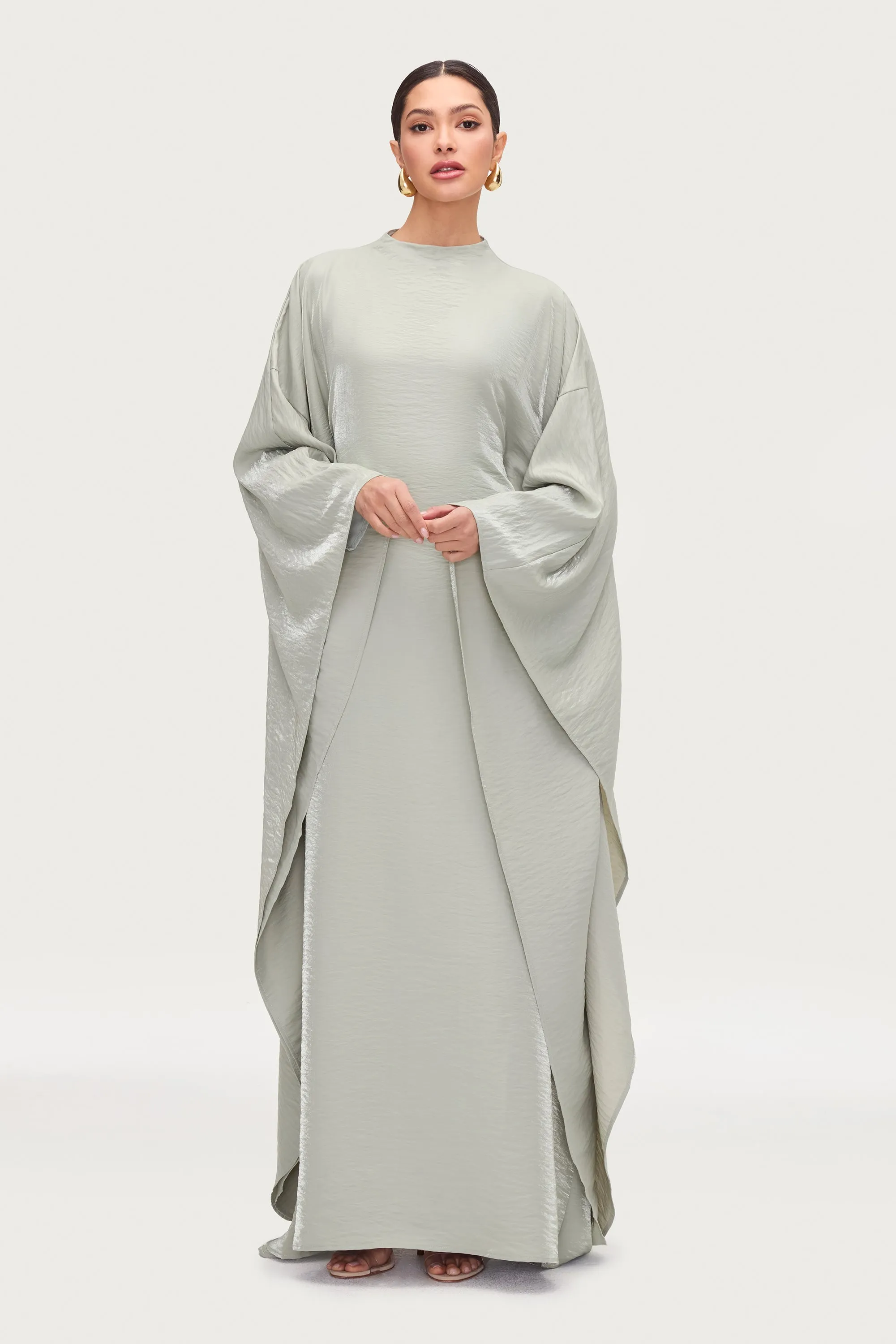 Alia Butterfly Inner Tie Abaya Dress - Pistachio
