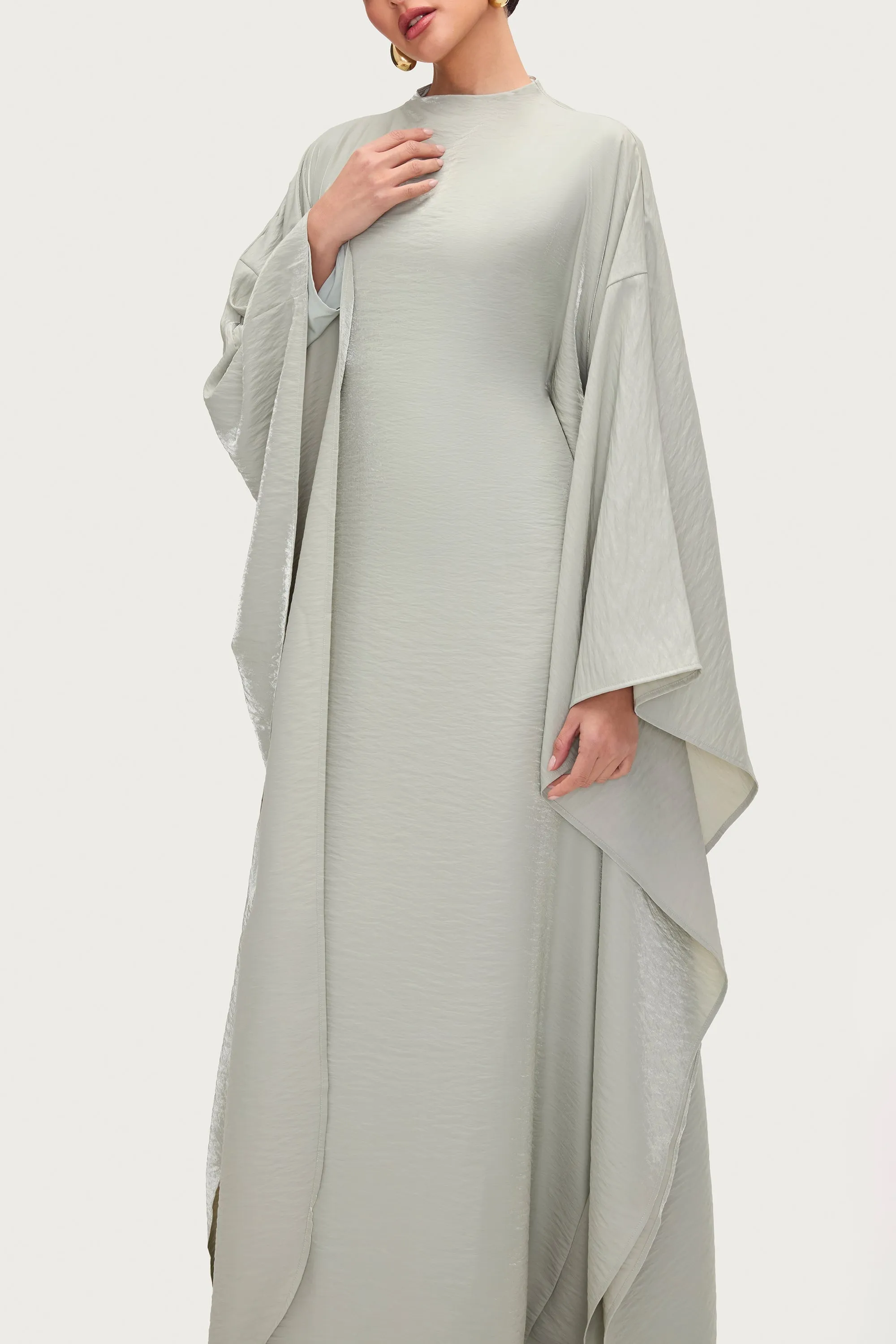 Alia Butterfly Inner Tie Abaya Dress - Pistachio