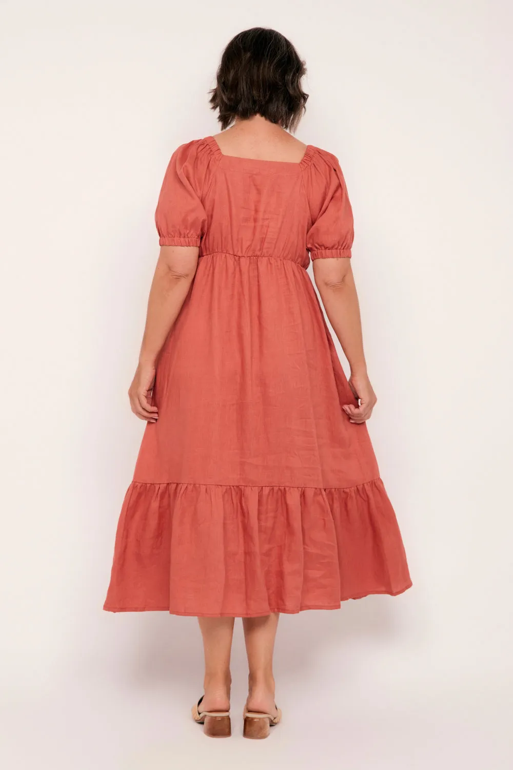 Alison Linen Midi Dress in Desert Rose