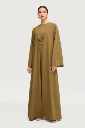 Ameena Open Abaya - Olive