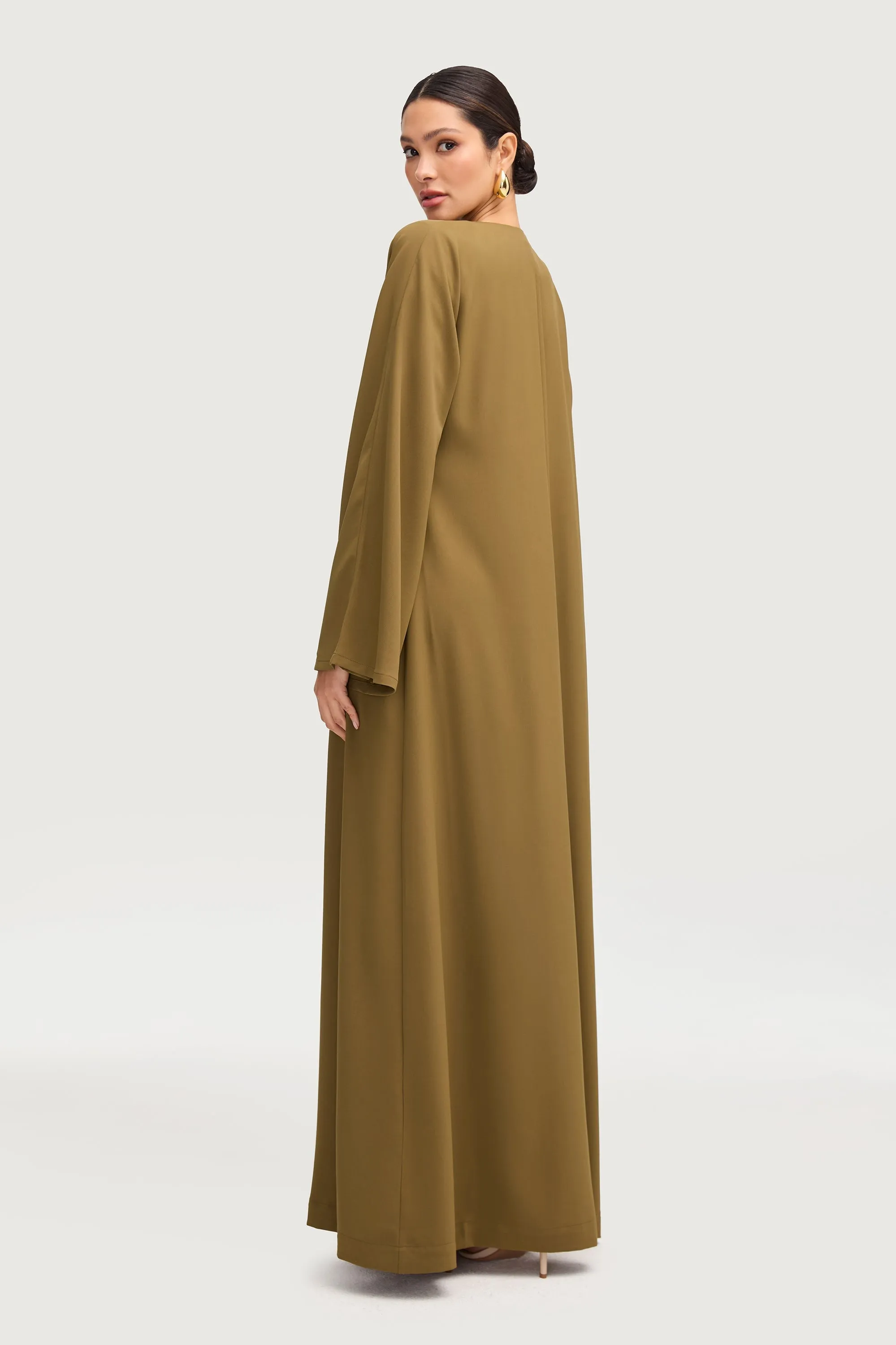 Ameena Open Abaya - Olive