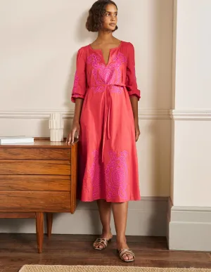 Applique Midi Dress-Bright Papaya