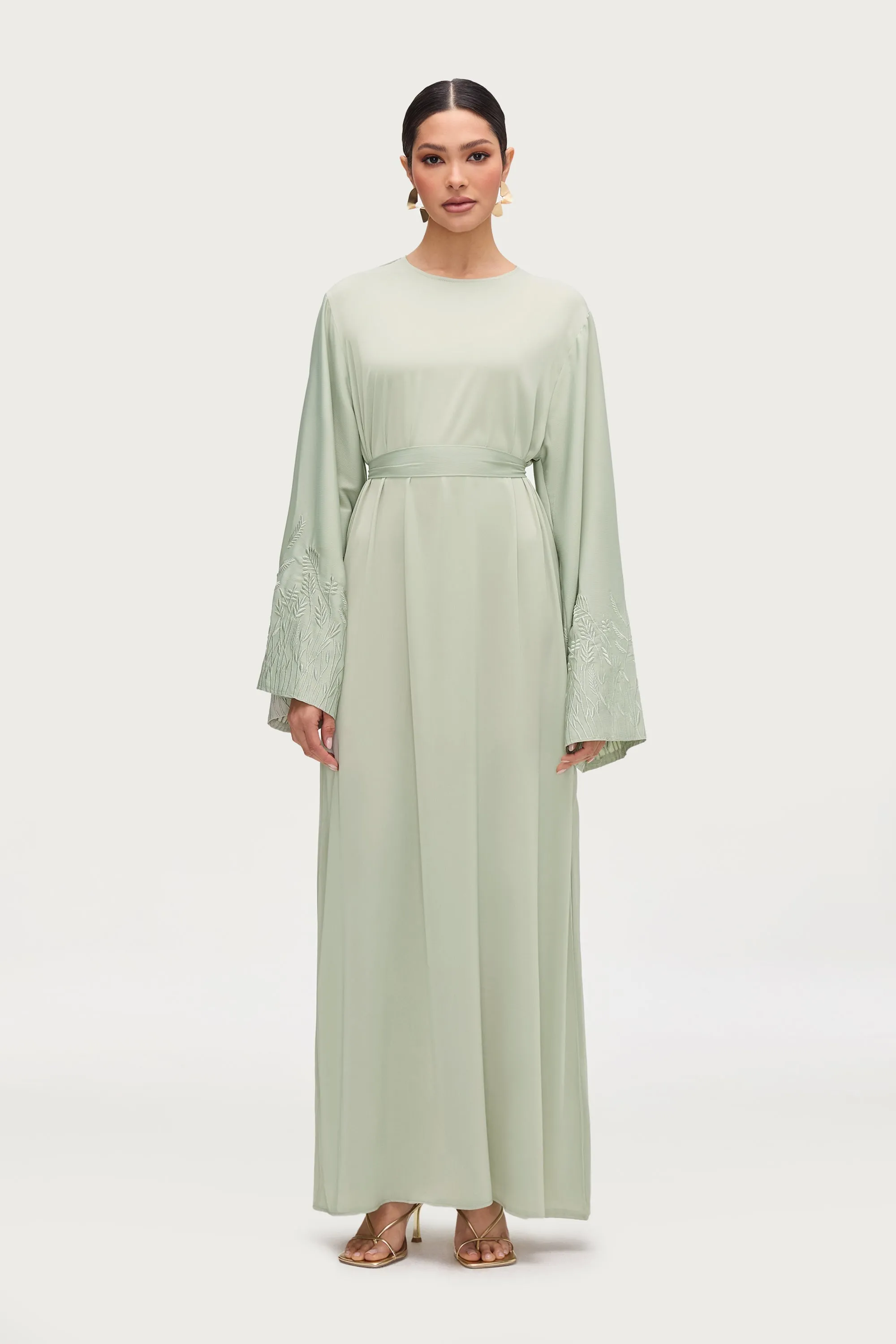 Ascia Embroidered Maxi Dress - Pistachio
