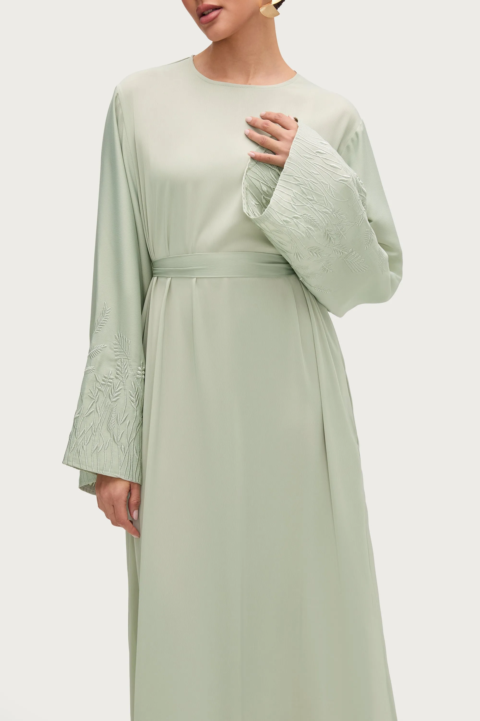 Ascia Embroidered Maxi Dress - Pistachio