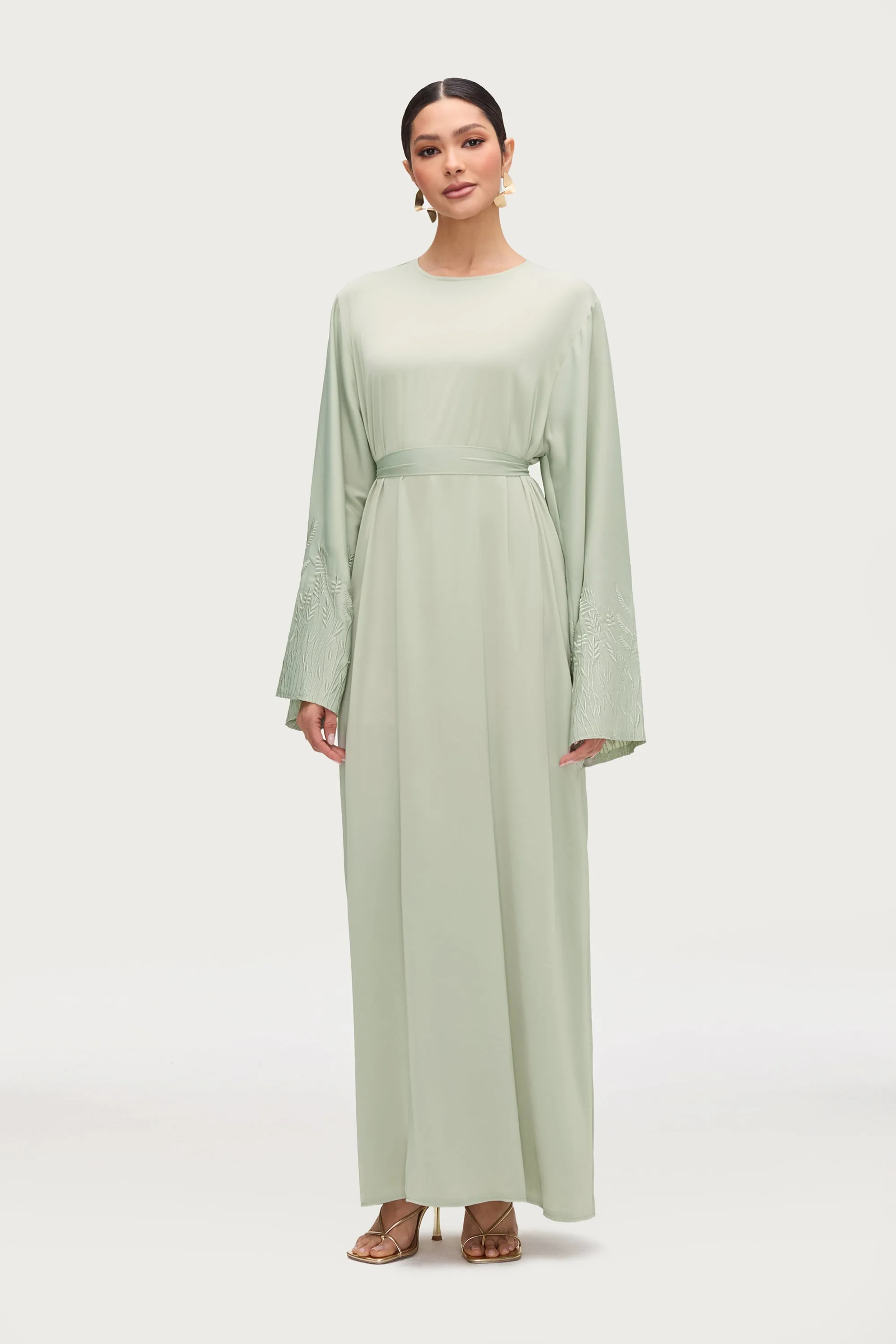 Ascia Embroidered Maxi Dress - Pistachio