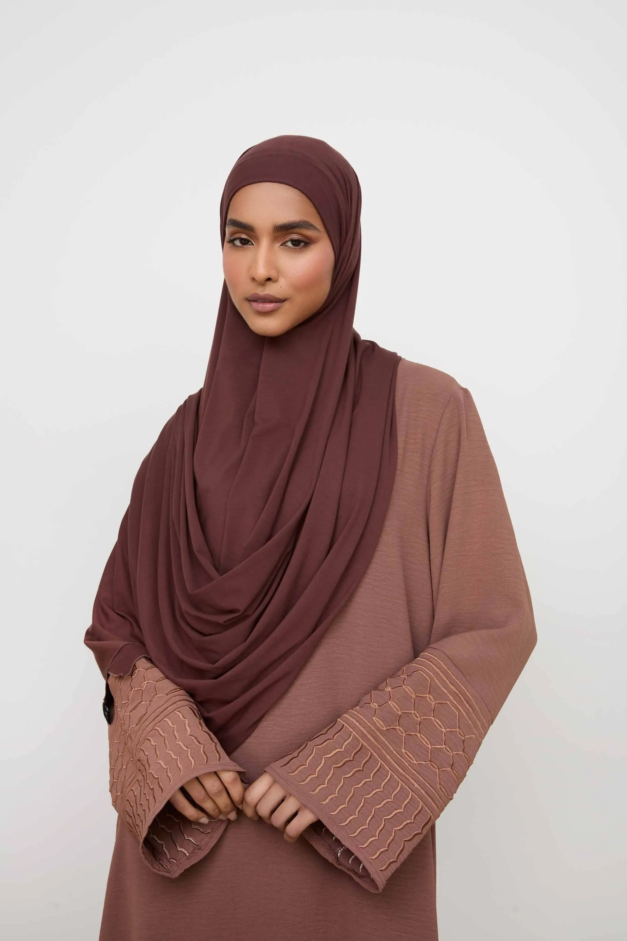 Bamboo Jersey Hijab - Coffee