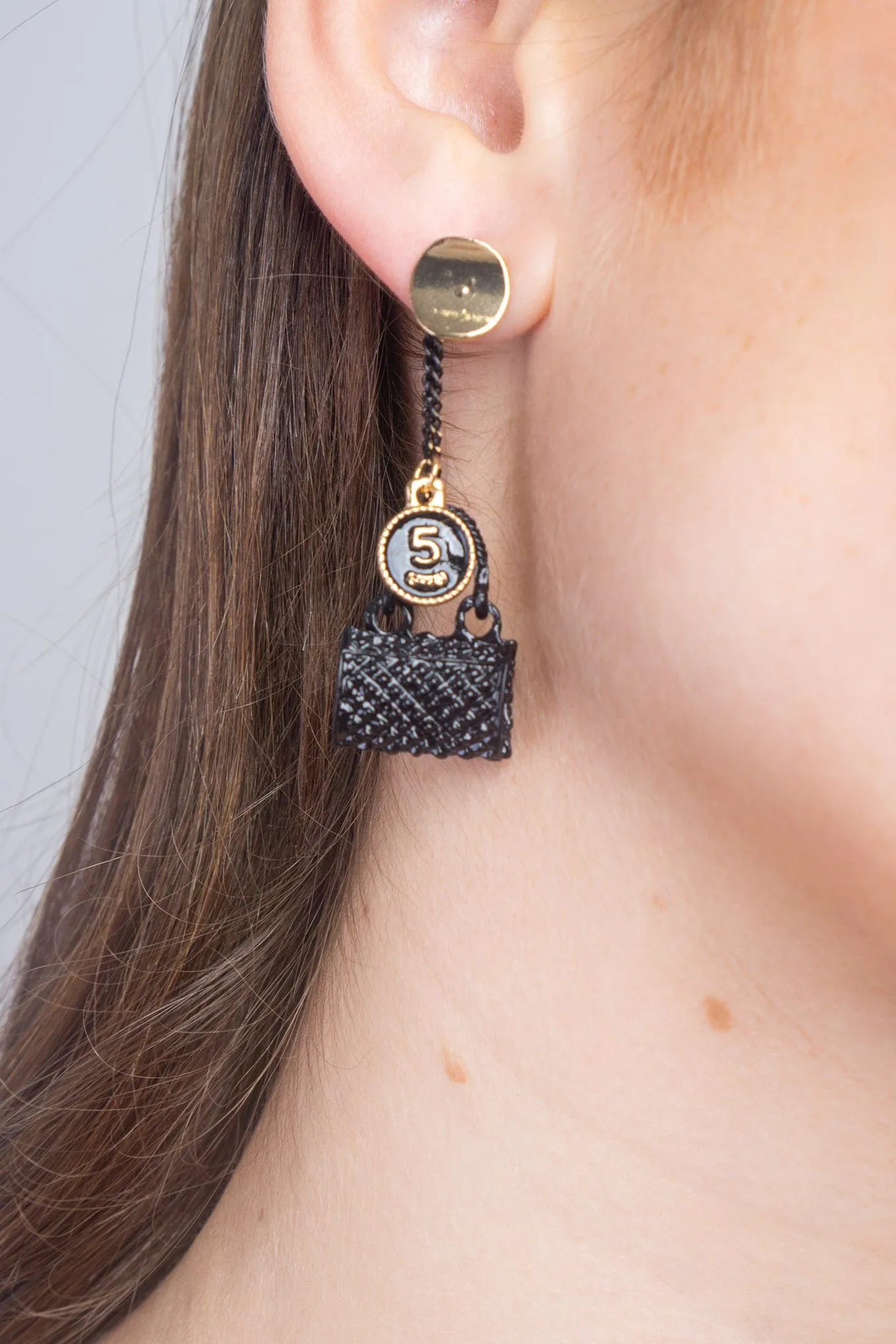 Black Bag and Five Charm Dangle Earring