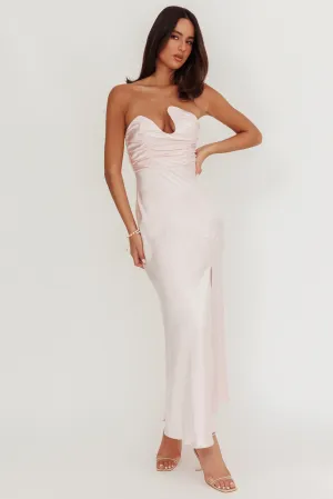 Blaise Asymmetric Neckline Maxi Dress Pink