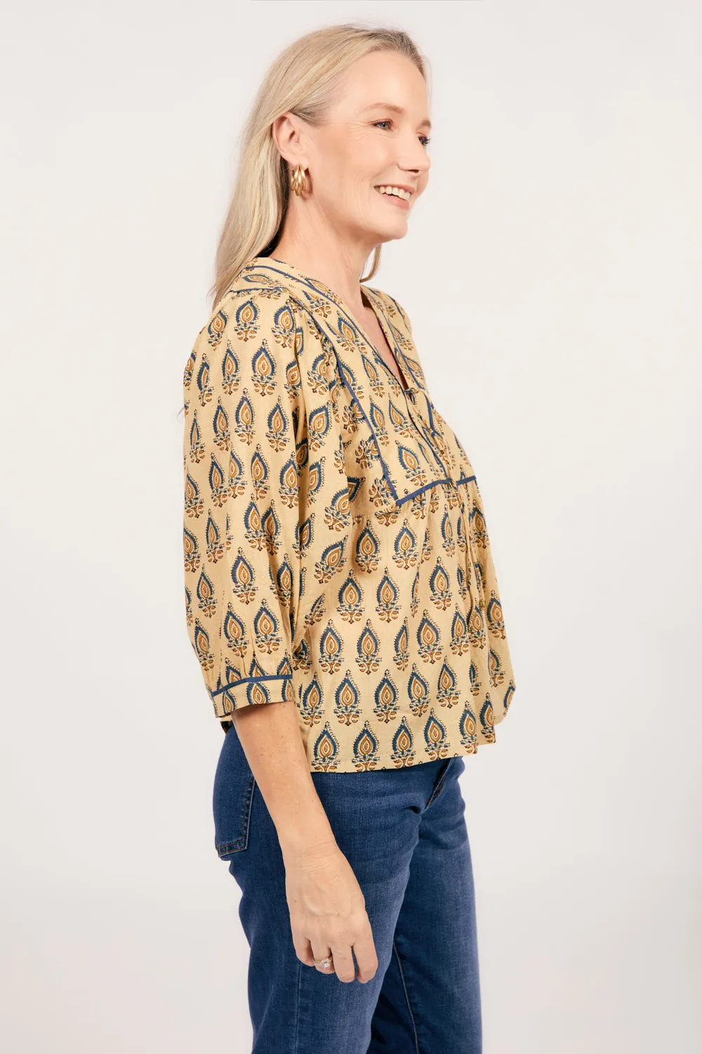 Cairo Boho Blouse in Paisley Plumes