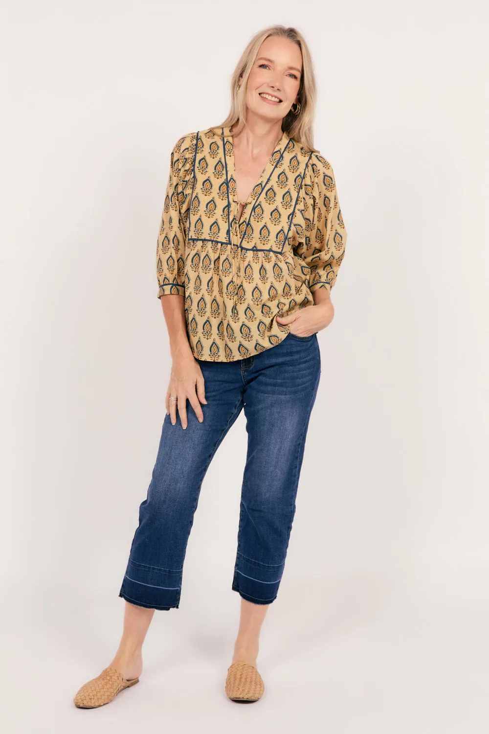 Cairo Boho Blouse in Paisley Plumes