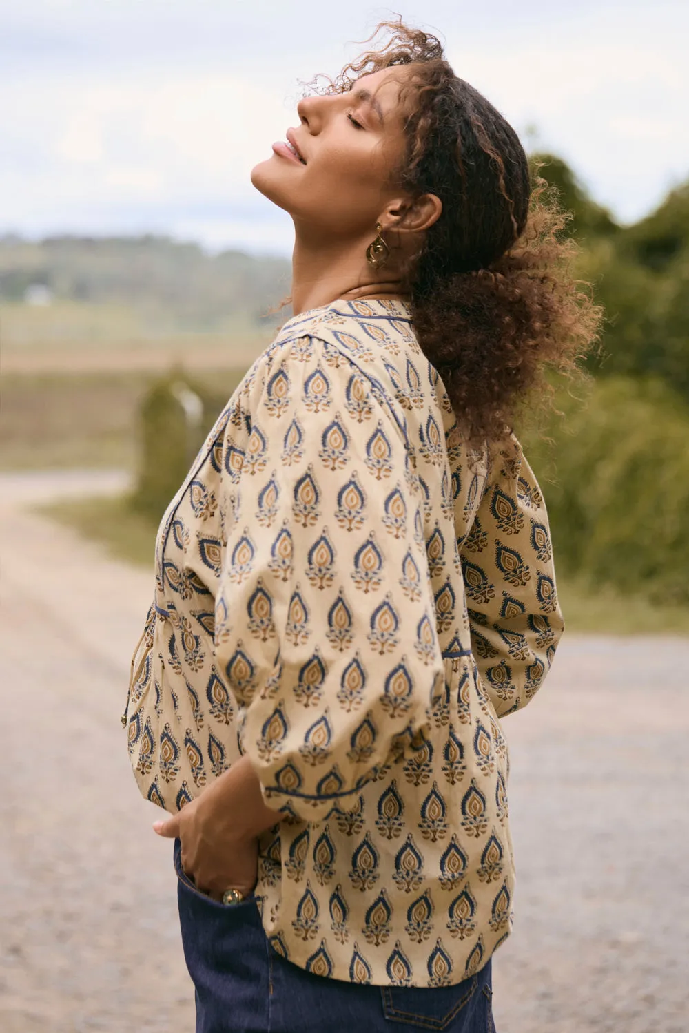 Cairo Boho Blouse in Paisley Plumes