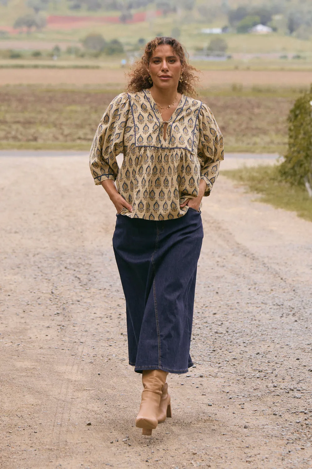 Cairo Boho Blouse in Paisley Plumes