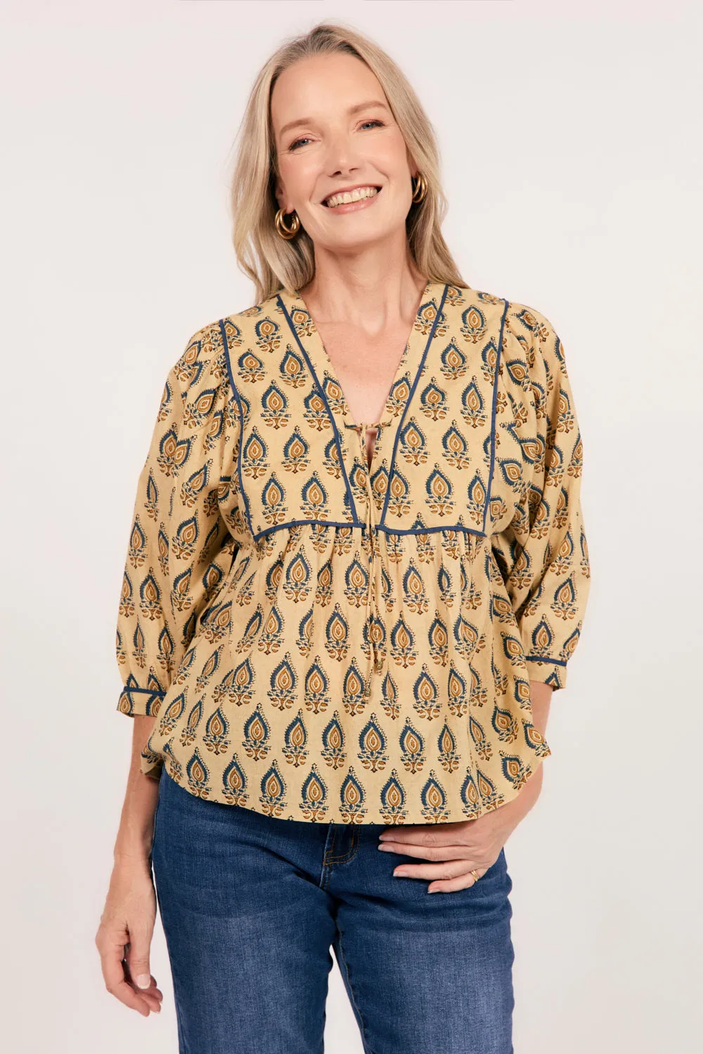 Cairo Boho Blouse in Paisley Plumes