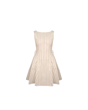 CARMELA MINI DRESS COFFEE CREAM STRIPE
