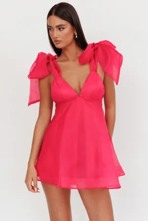Chantilly Tied Shoulder Mini Dress Fuchsia