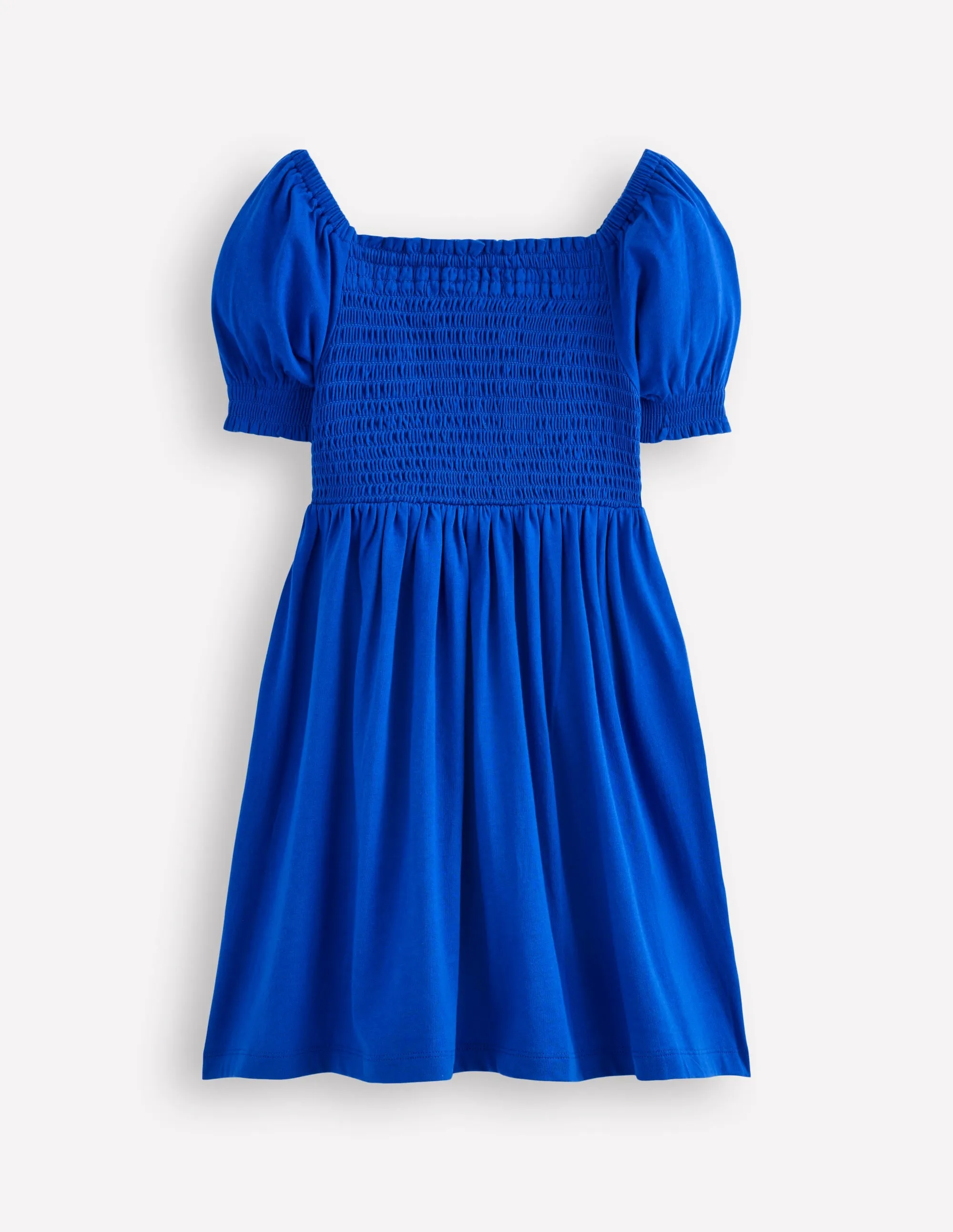 Clare Shirred Appliqué Dress-Blue Safari Animals