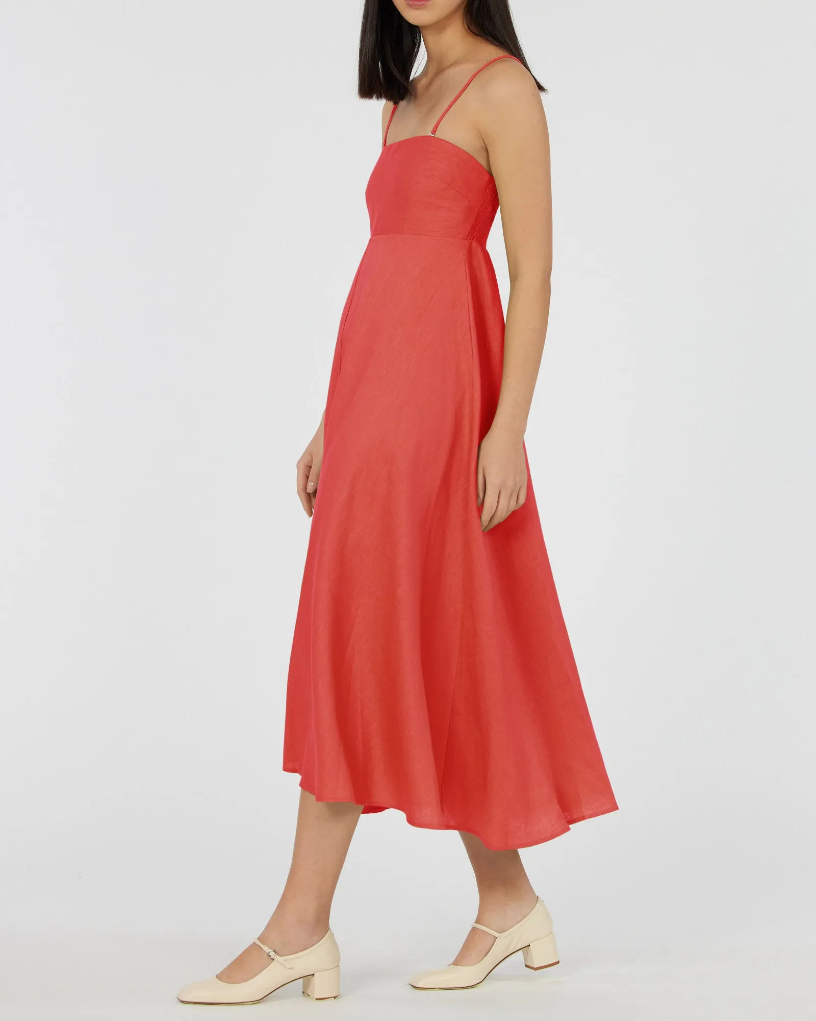 Corinna Linen Midi Dress - Poppy