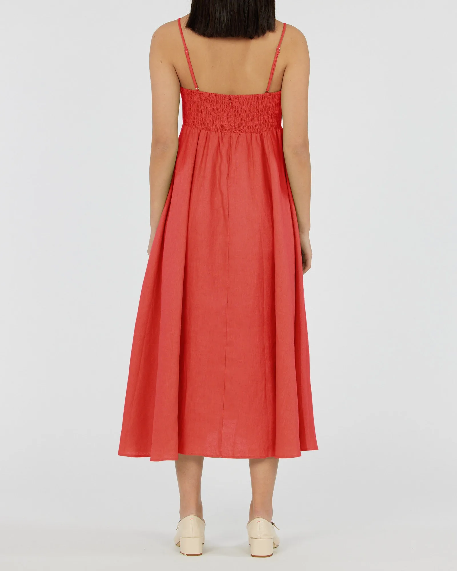 Corinna Linen Midi Dress - Poppy