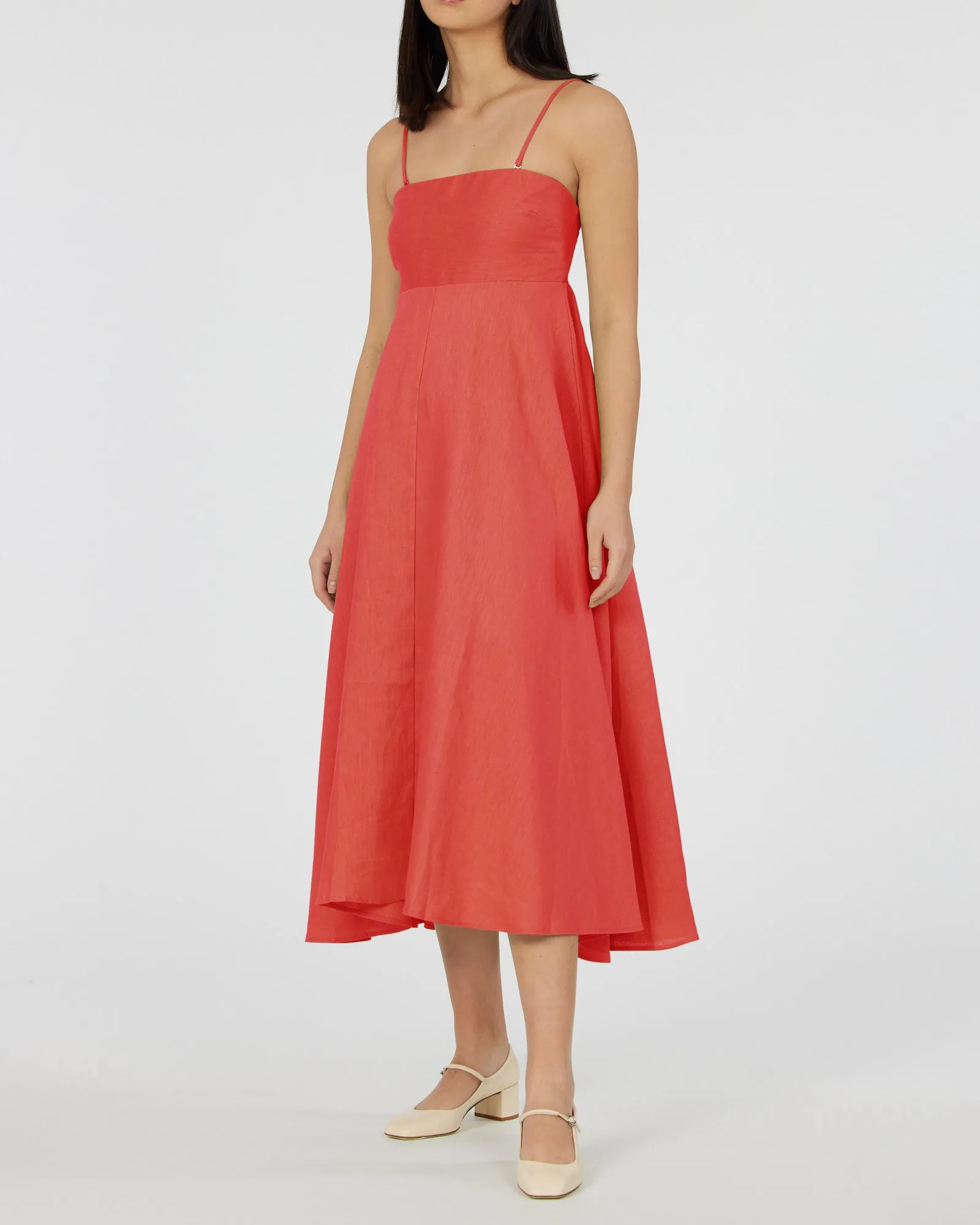 Corinna Linen Midi Dress - Poppy