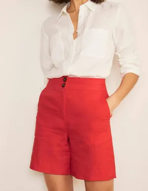 Cornwall Linen Shorts-Cherry Red