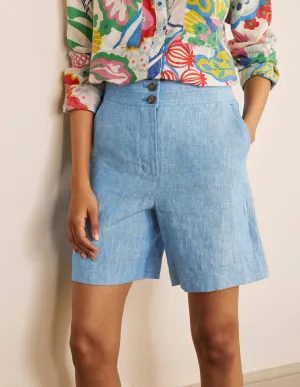 Cornwall Linen Shorts-Moroccan Blue Tonic