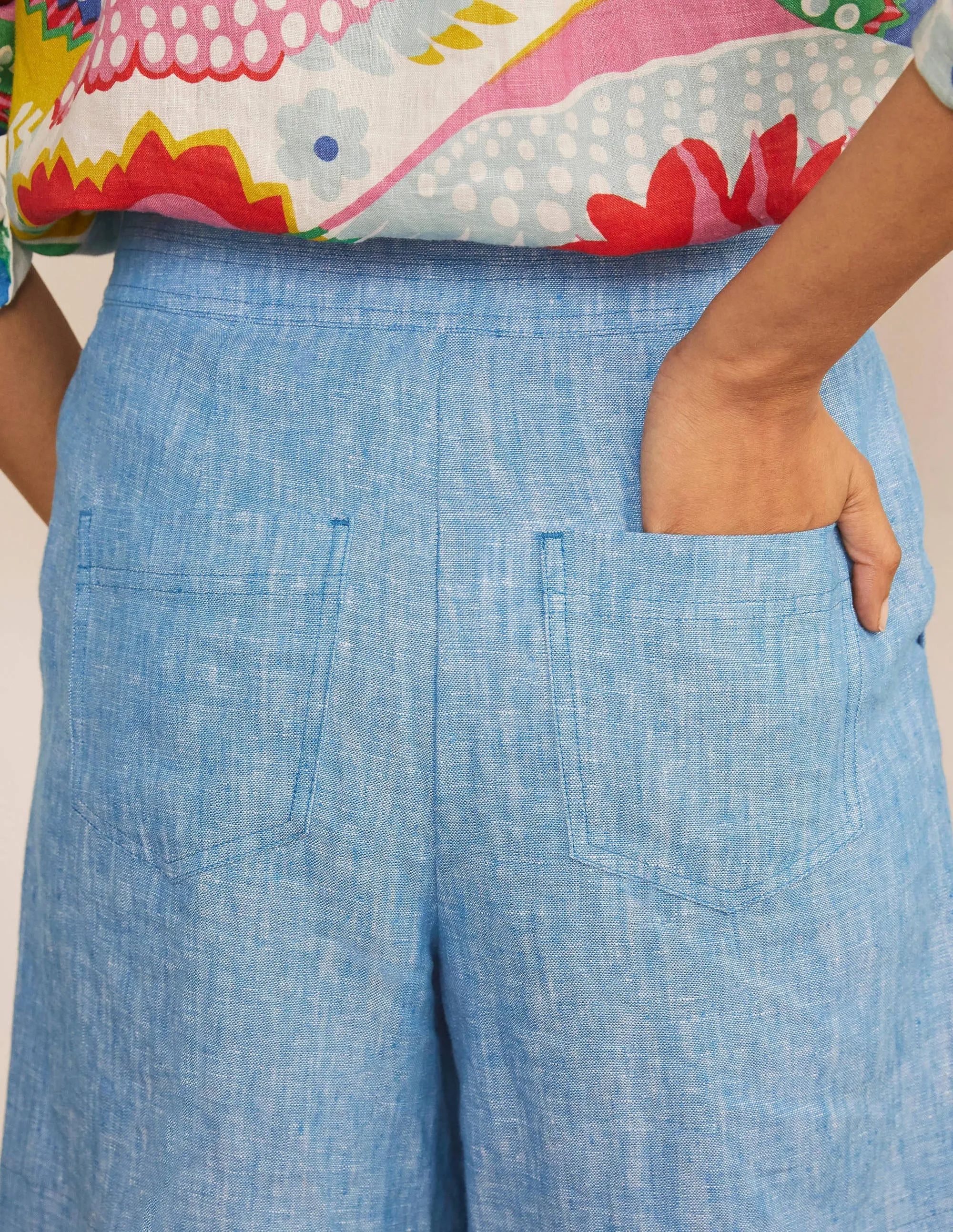 Cornwall Linen Shorts-Moroccan Blue Tonic