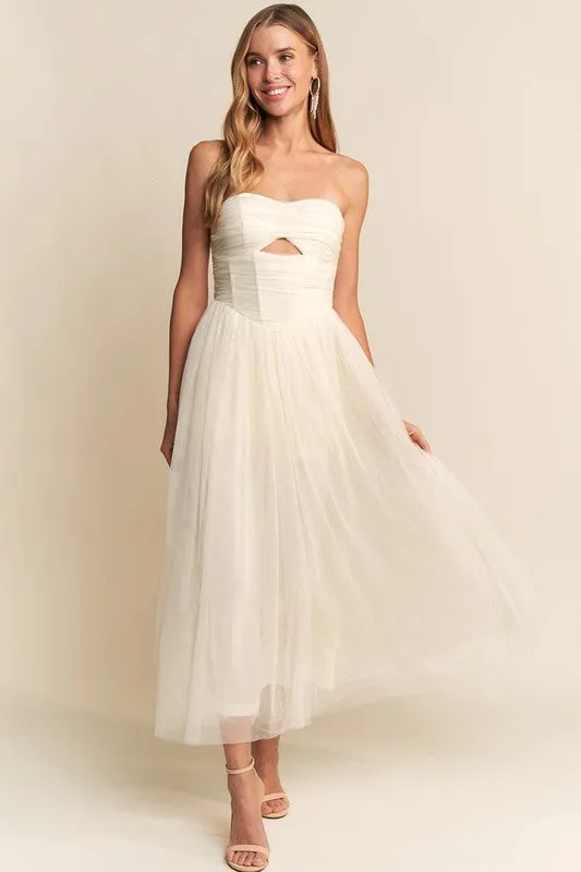 CREAM TULLE MIDI