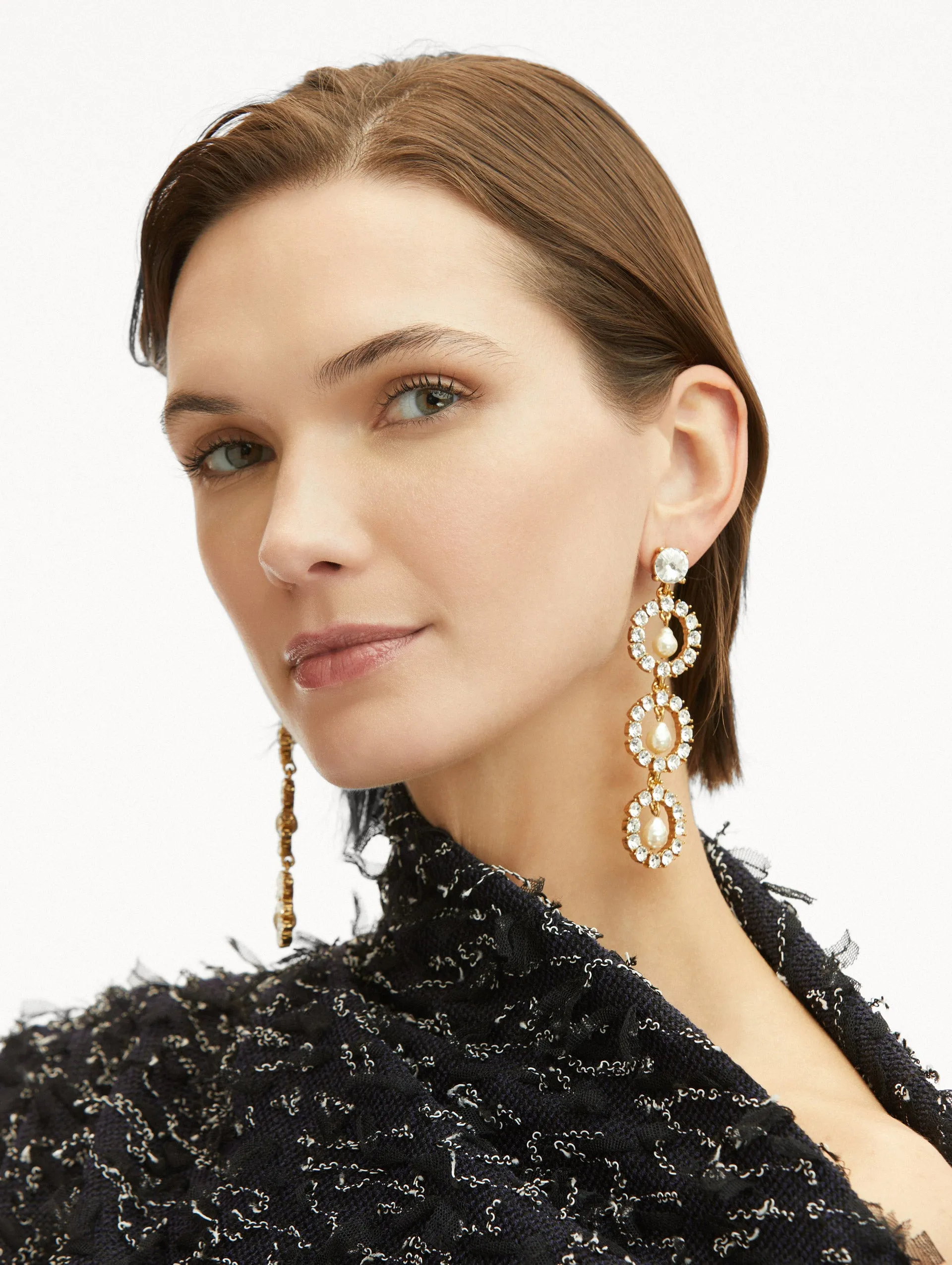 Crystal Disc Drop Earrings