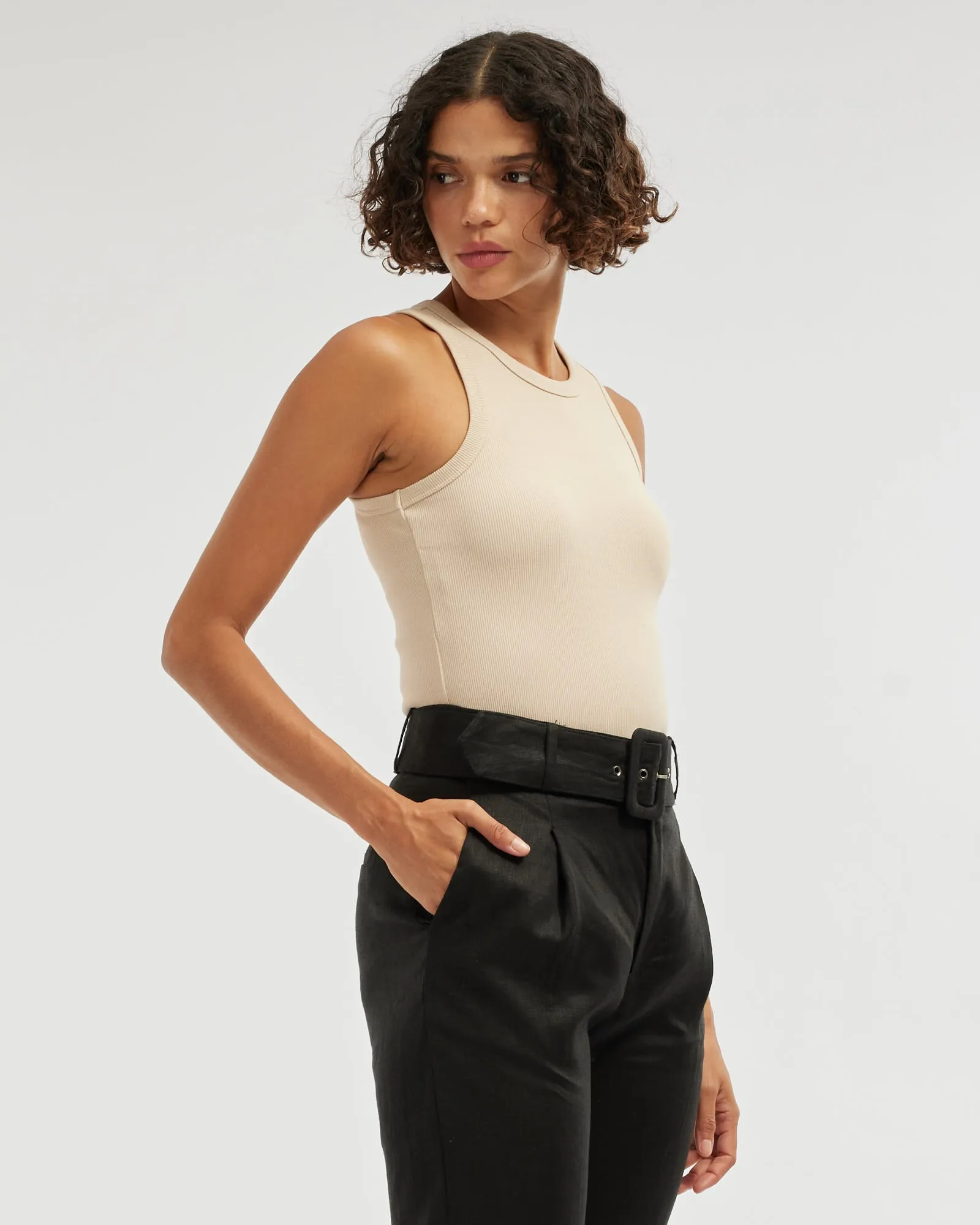 Daria Ribbed Tank - Hummus