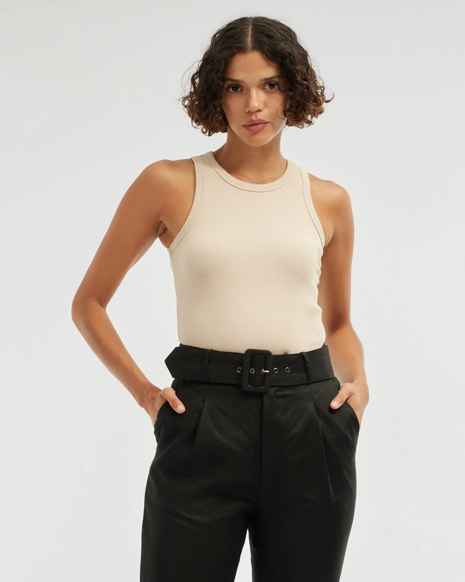 Daria Ribbed Tank - Hummus