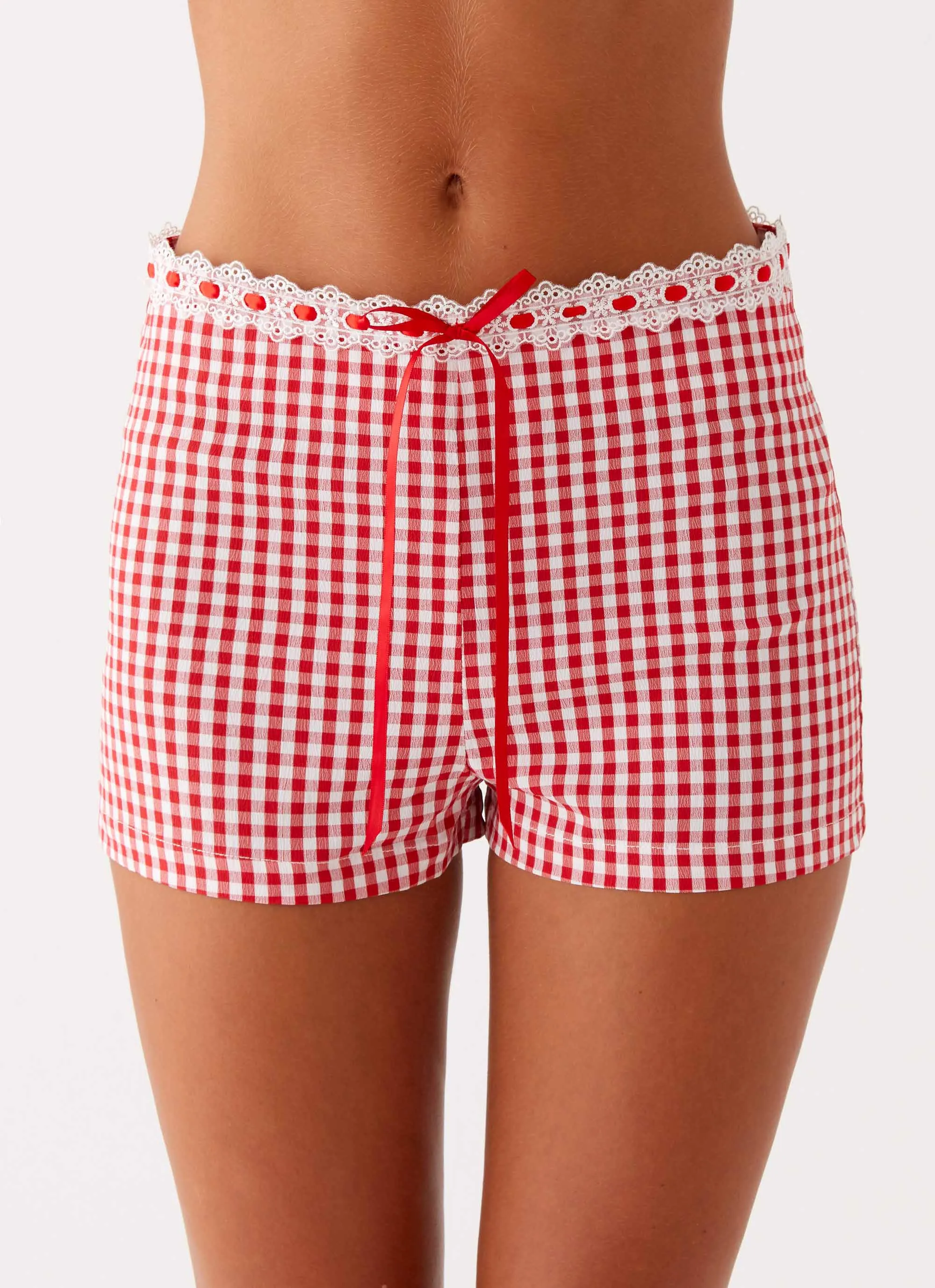 Devon Micro Shorts - Red Gingham
