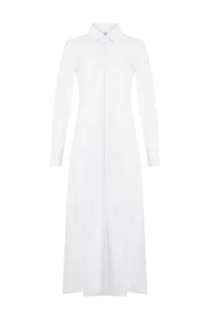 Eugene Maxi Shirtdress in White Sea Island Cotton