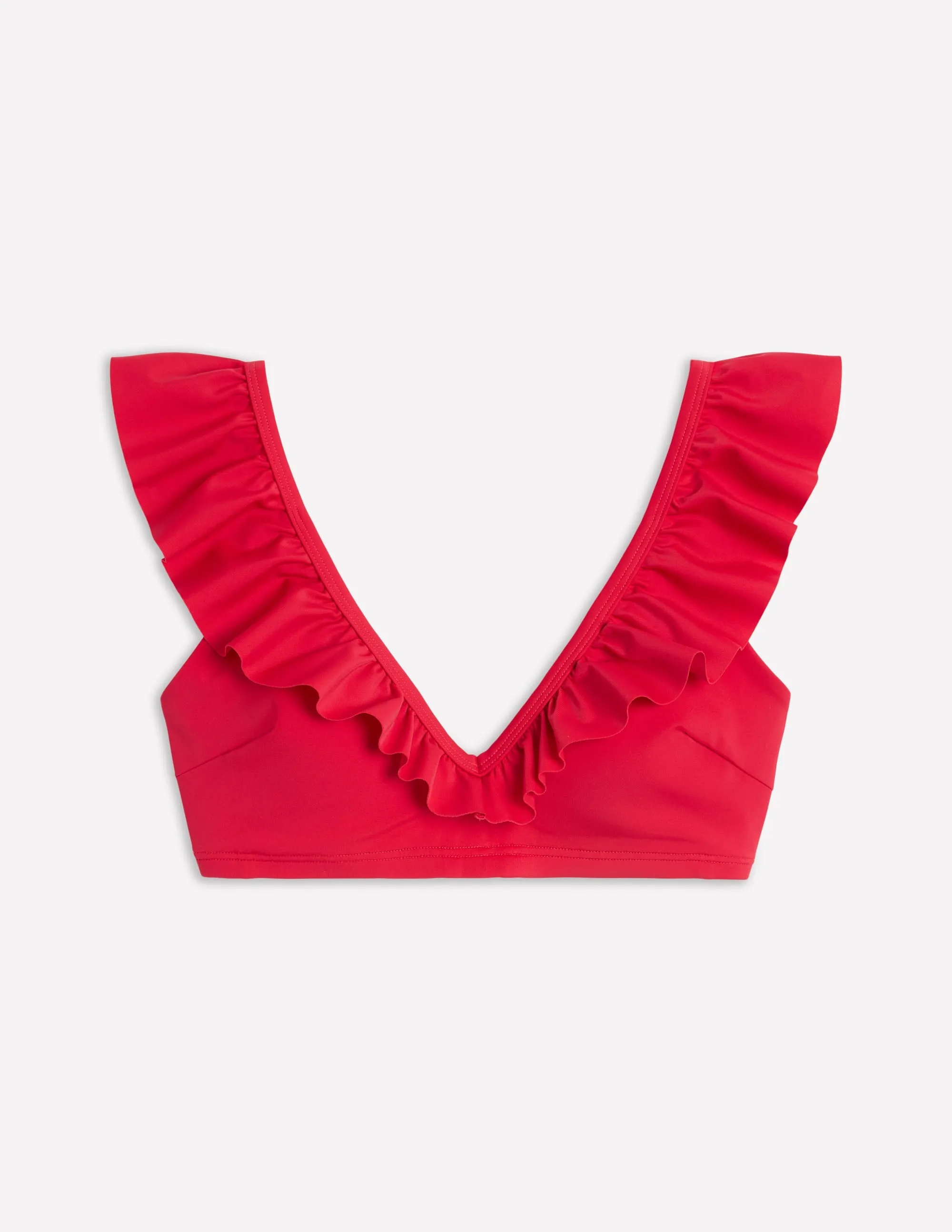 Evia Ruffle Bikini Top-Tulip Red