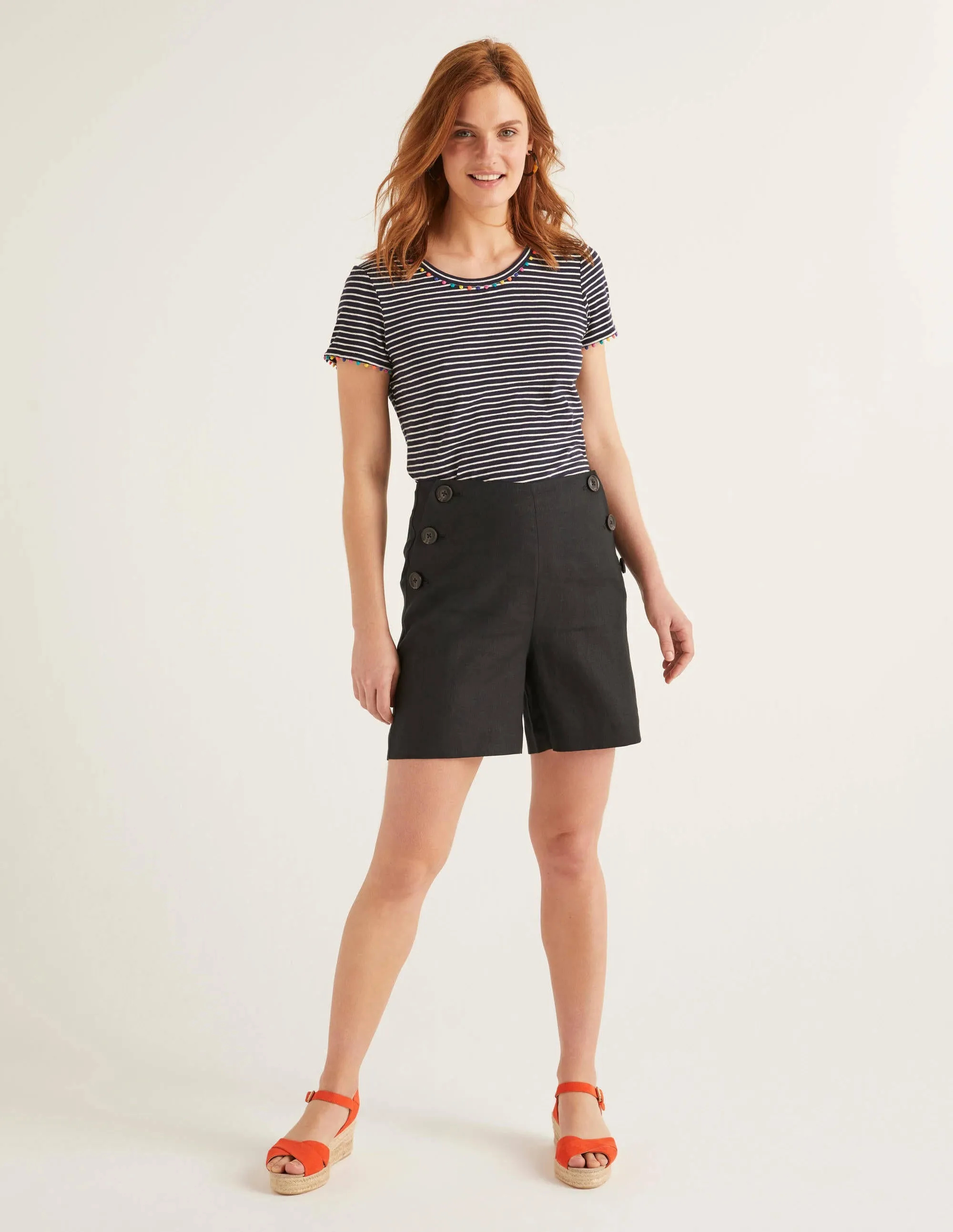 Falmouth Linen Shorts-Black