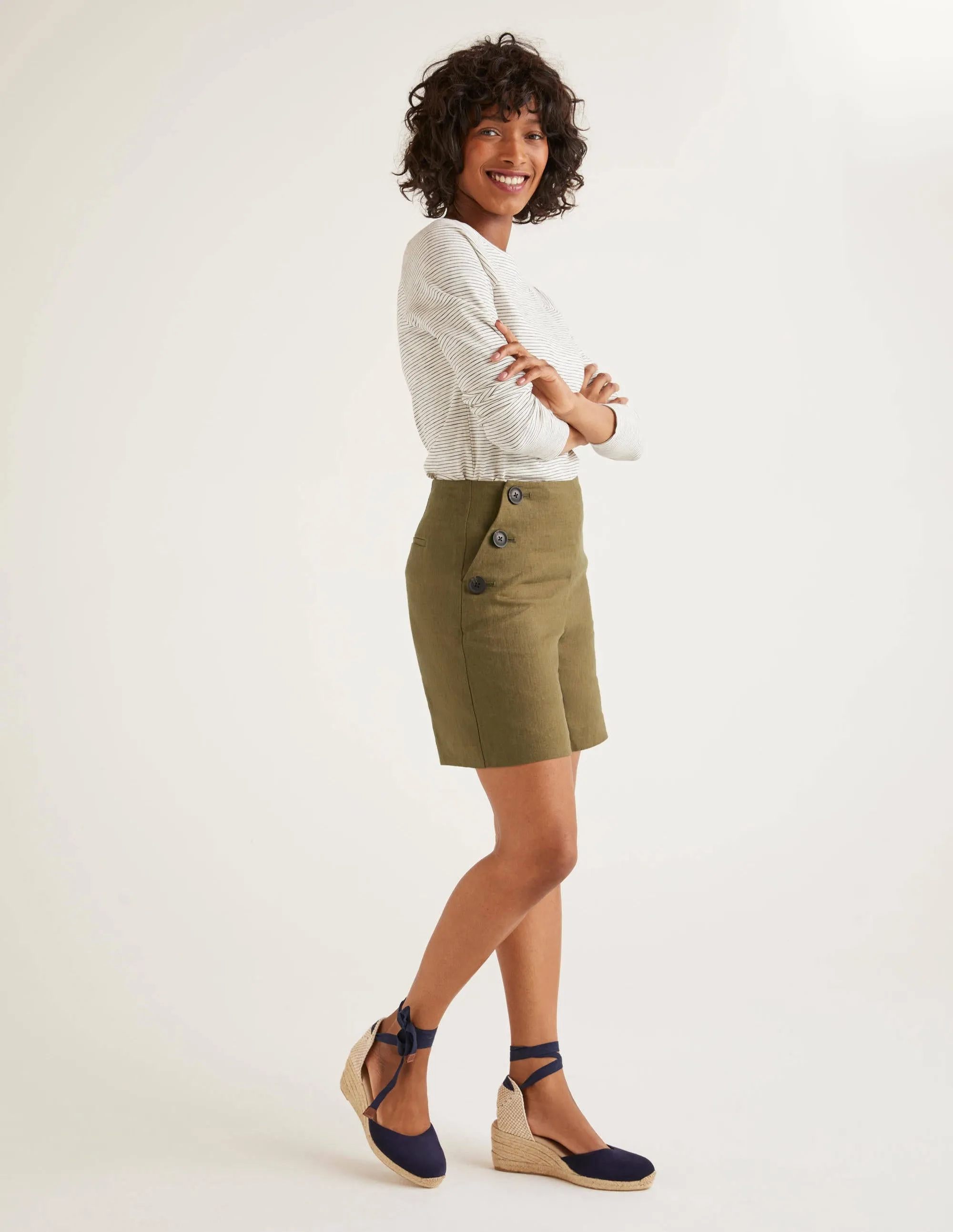 Falmouth Linen Shorts-Classic Khaki