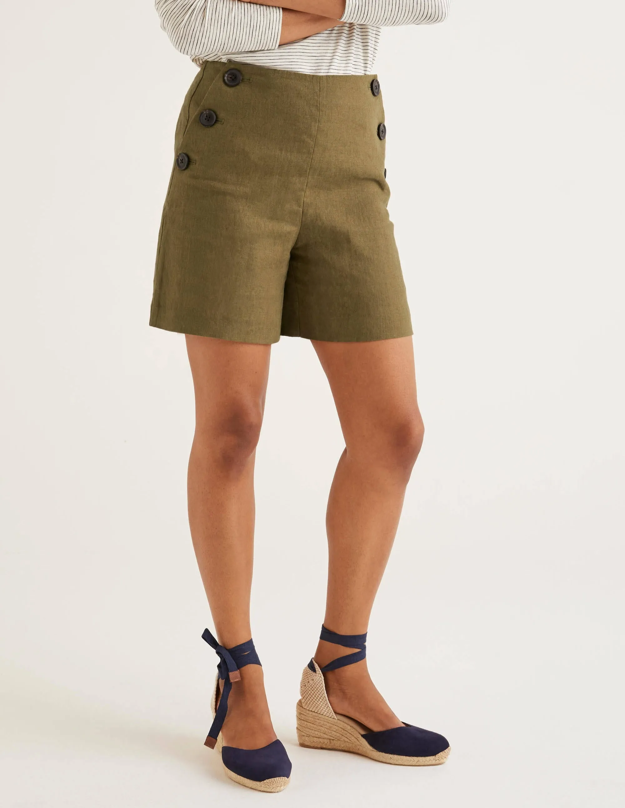Falmouth Linen Shorts-Classic Khaki