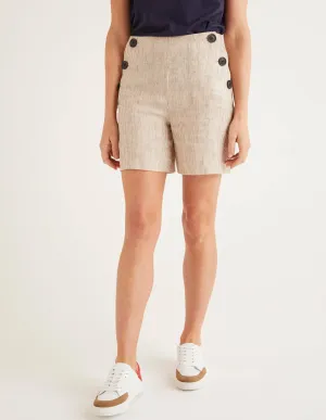 Falmouth Linen Shorts-Ticking Stripe