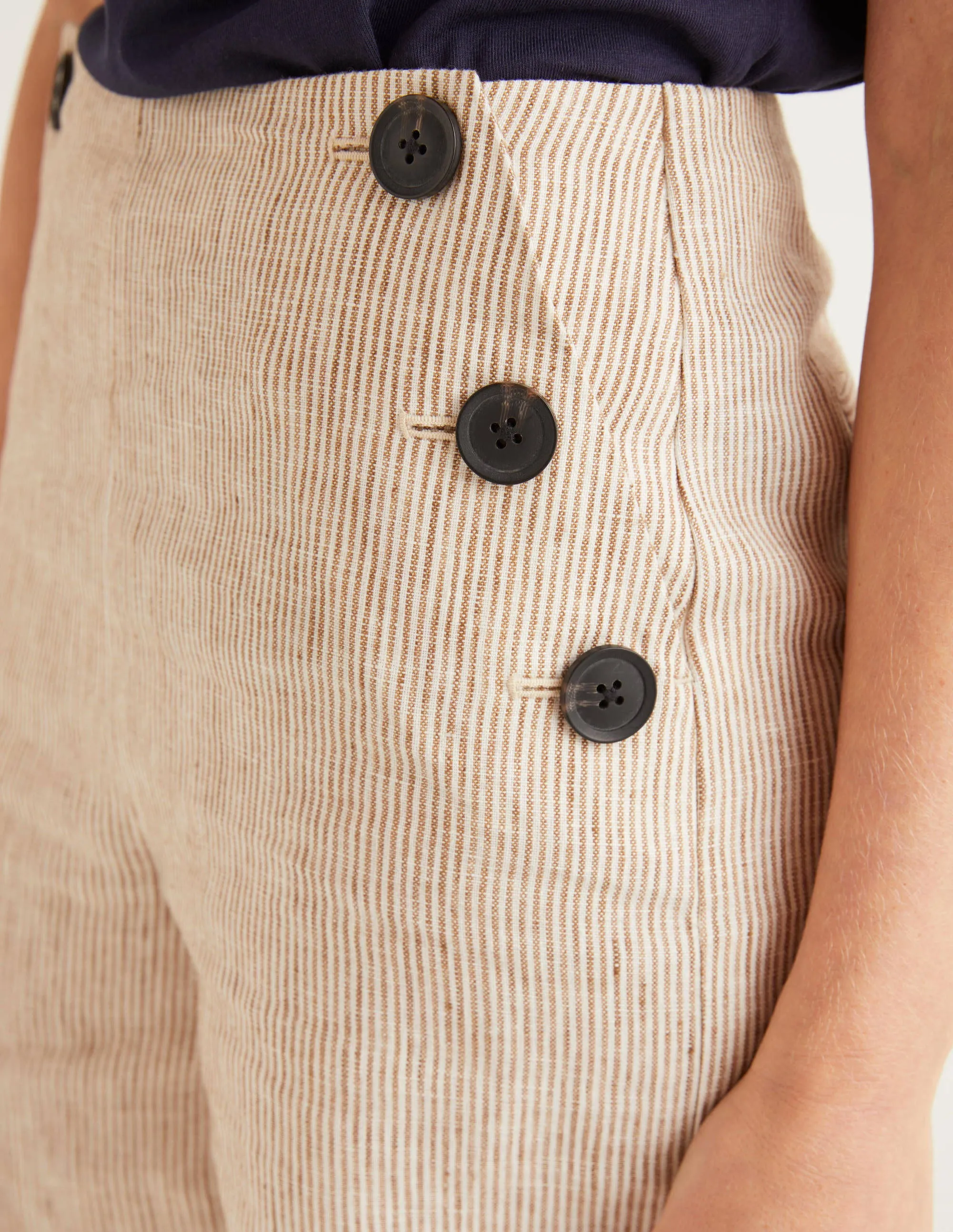 Falmouth Linen Shorts-Ticking Stripe